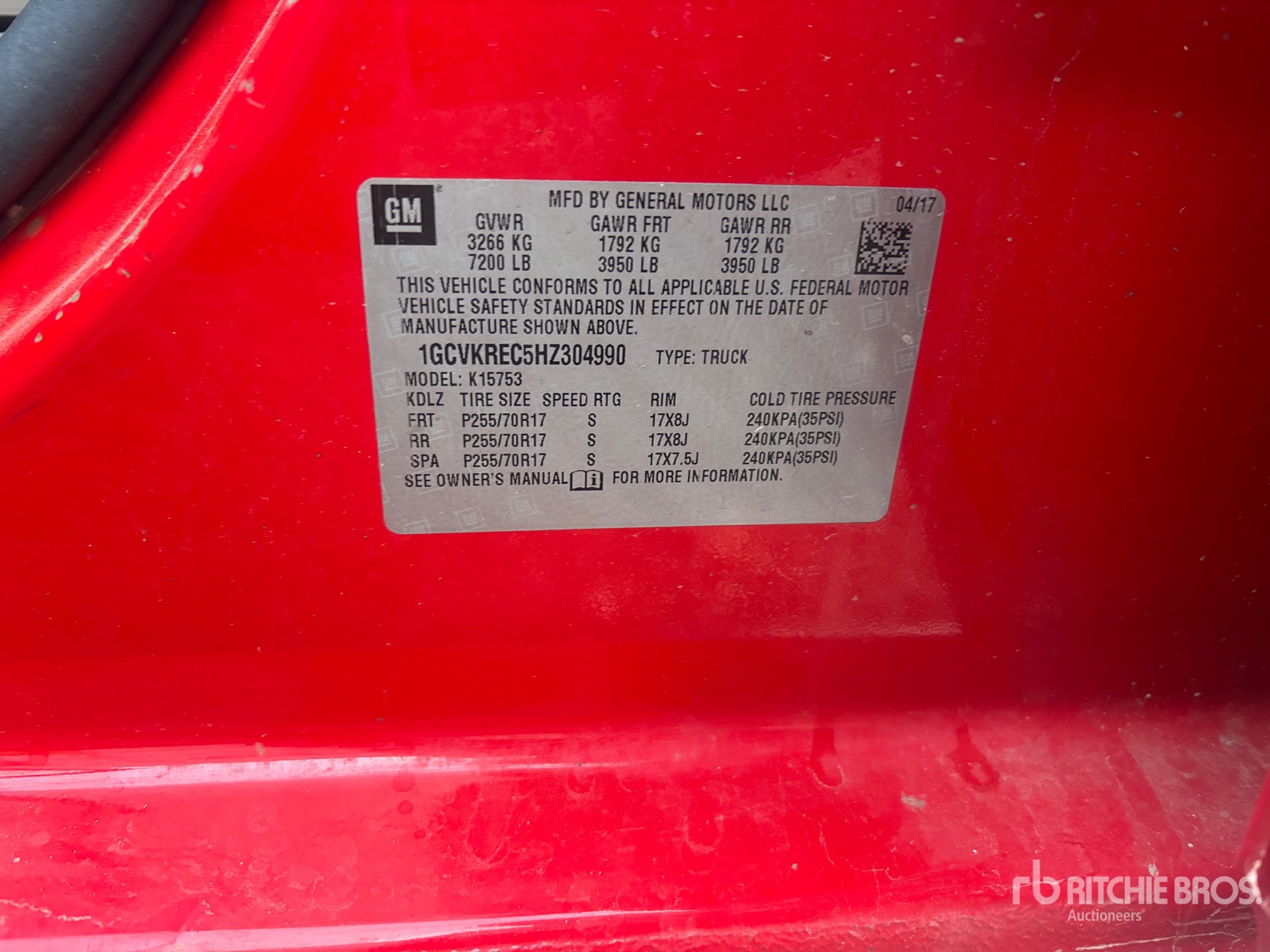 General Appearance with Serial Number / VIN