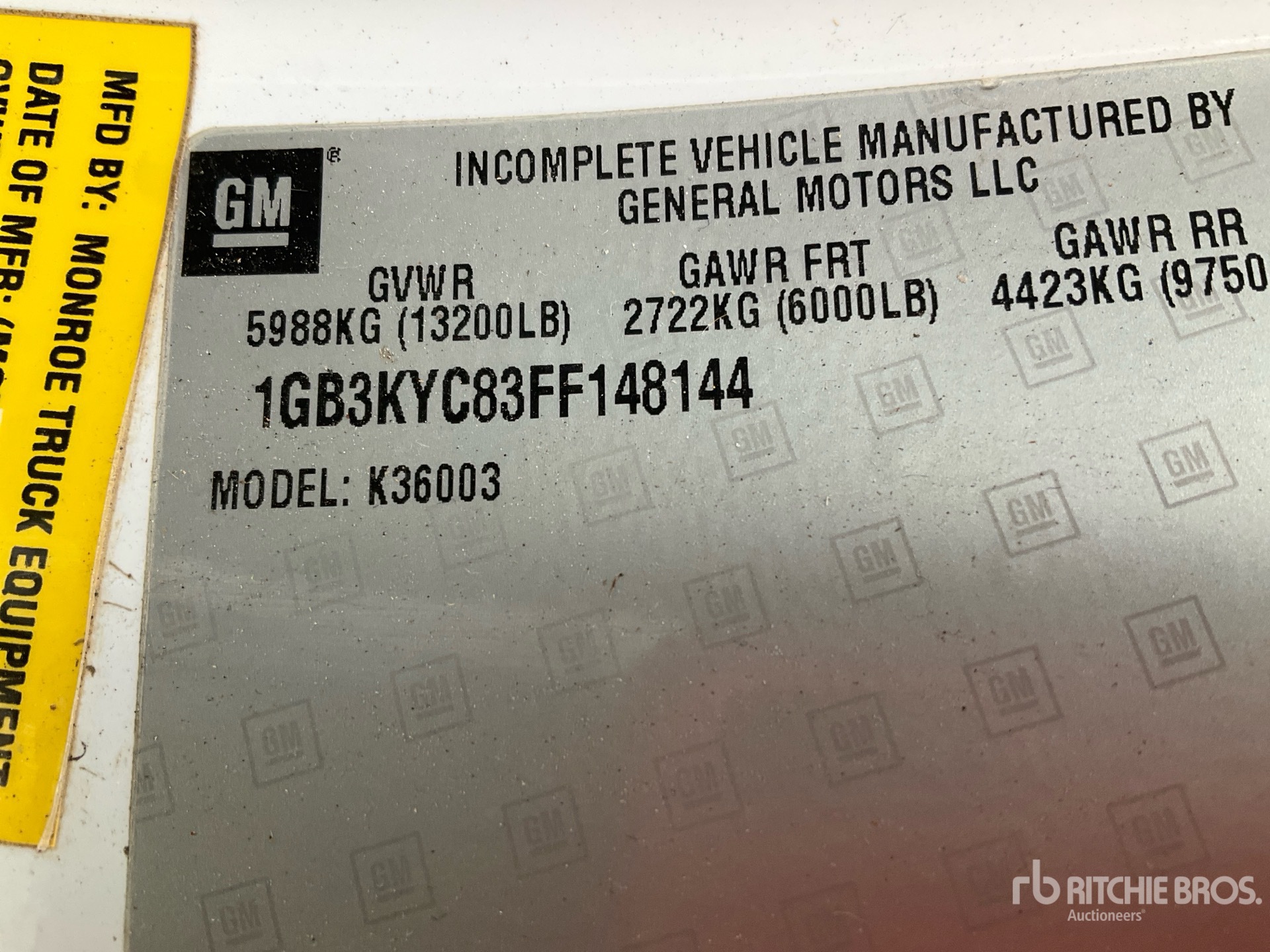 General Appearance with Serial Number / VIN