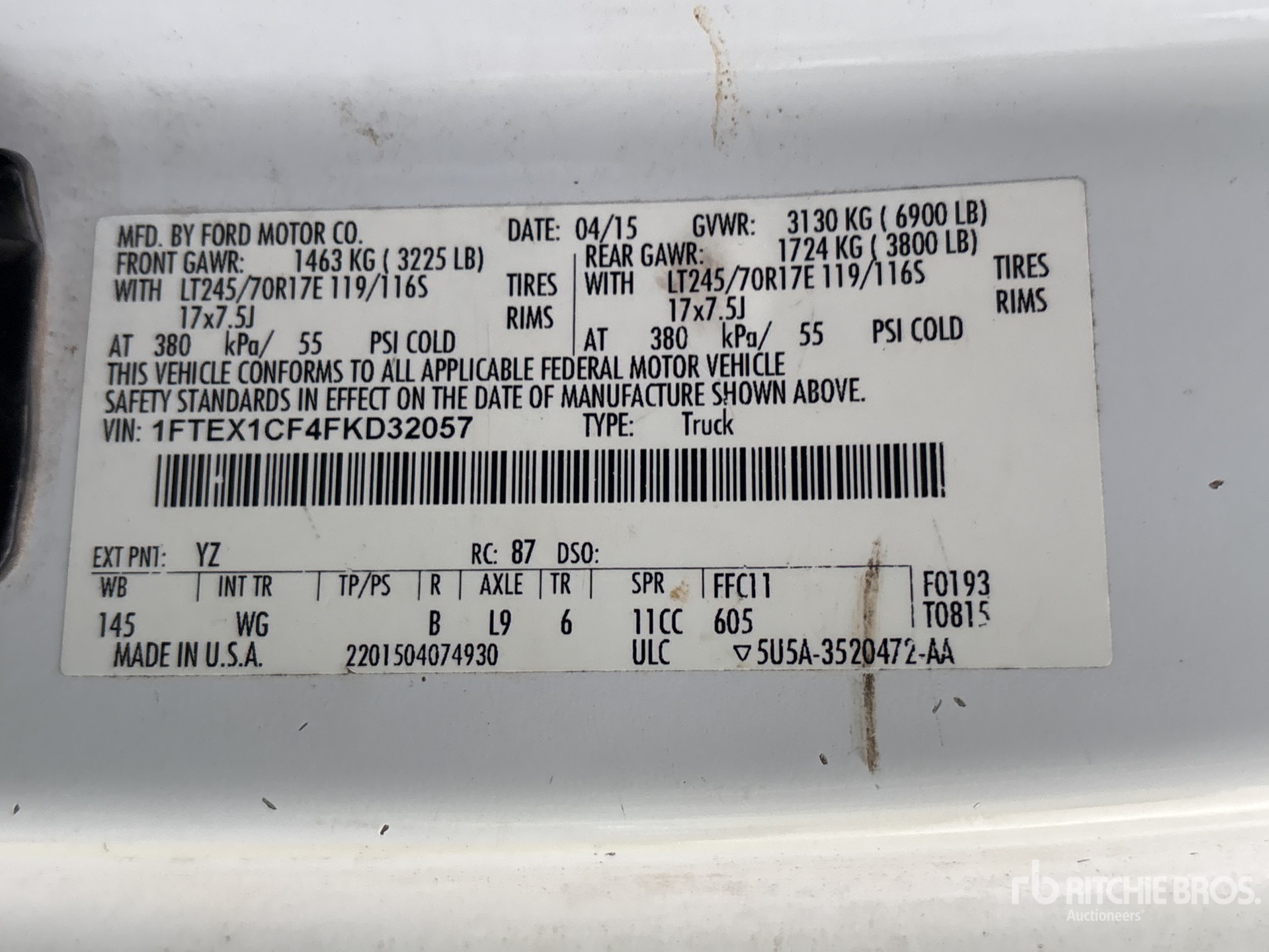 General Appearance with Serial Number / VIN