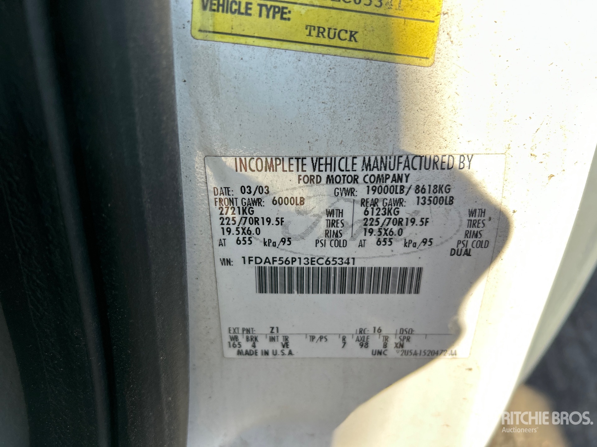 General Appearance with Serial Number / VIN