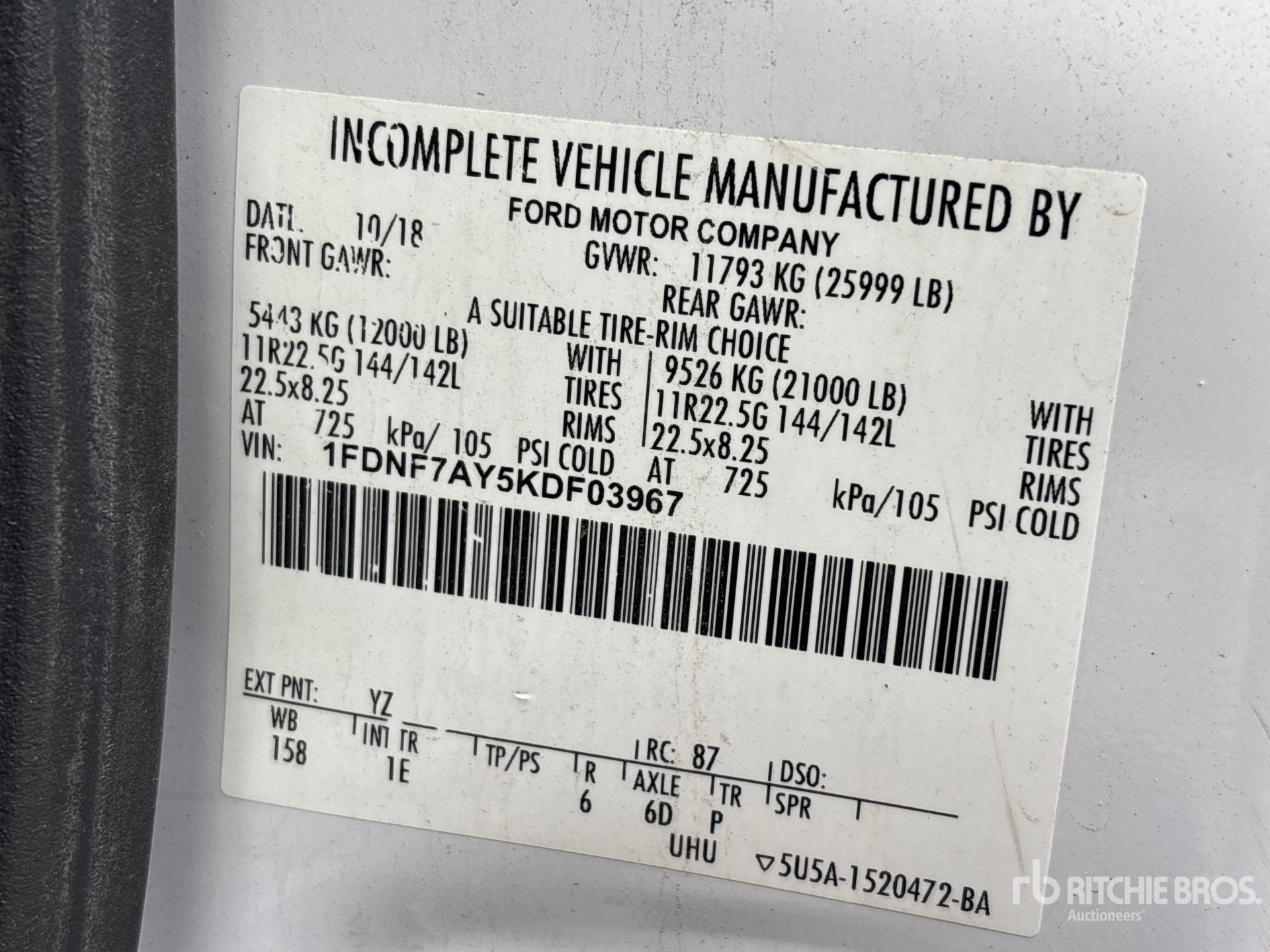 General Appearance with Serial Number / VIN