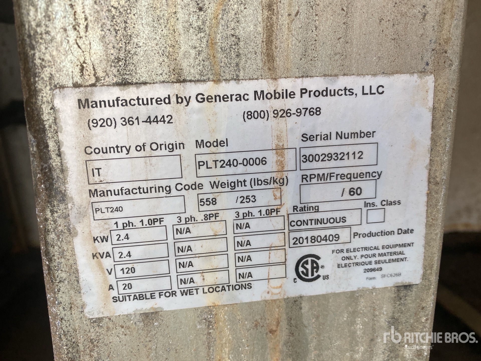 General Appearance with Serial Number / VIN