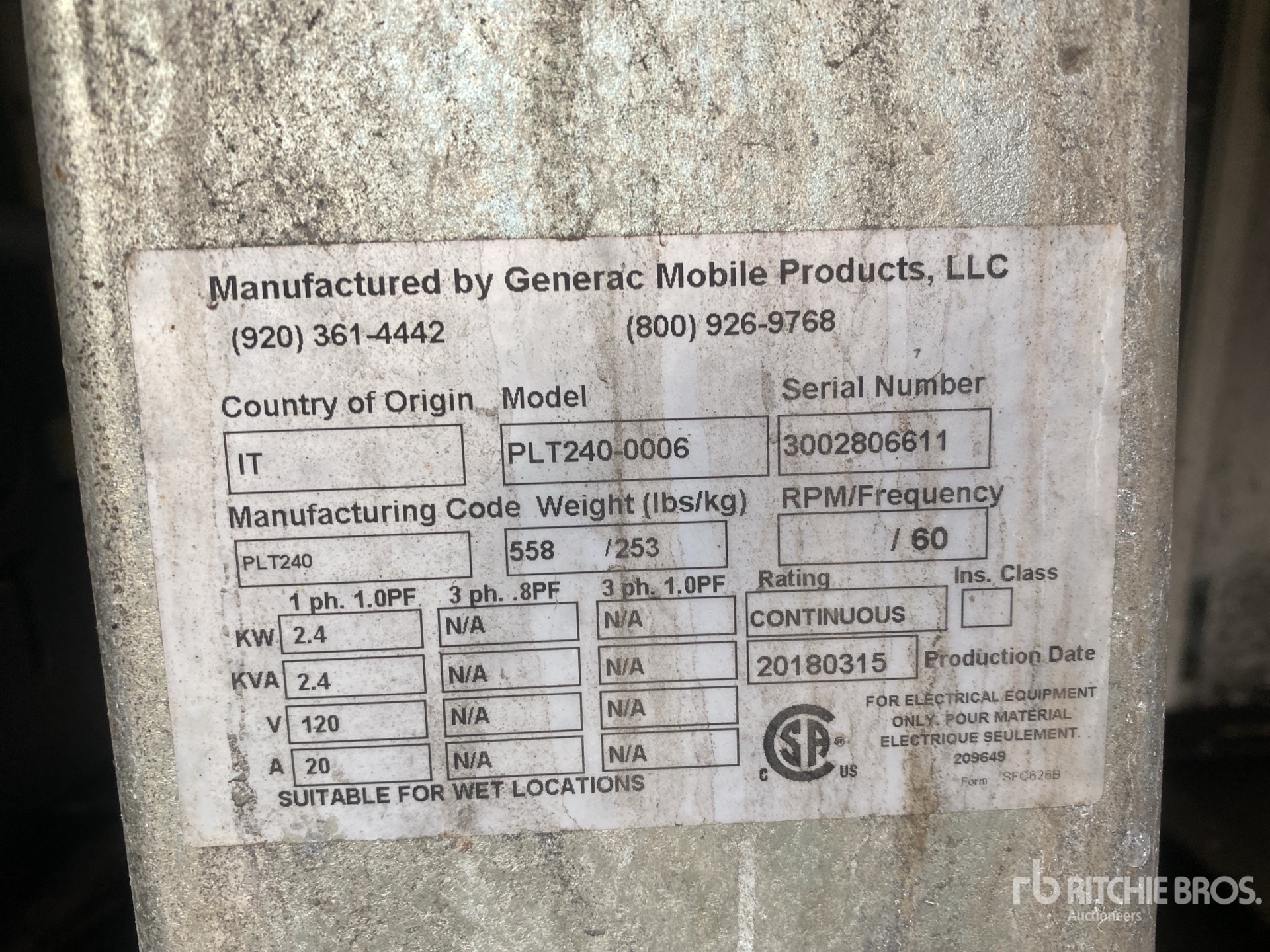 General Appearance with Serial Number / VIN