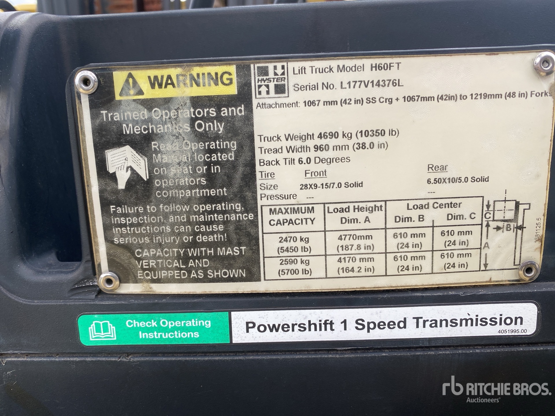 General Appearance with Serial Number / VIN