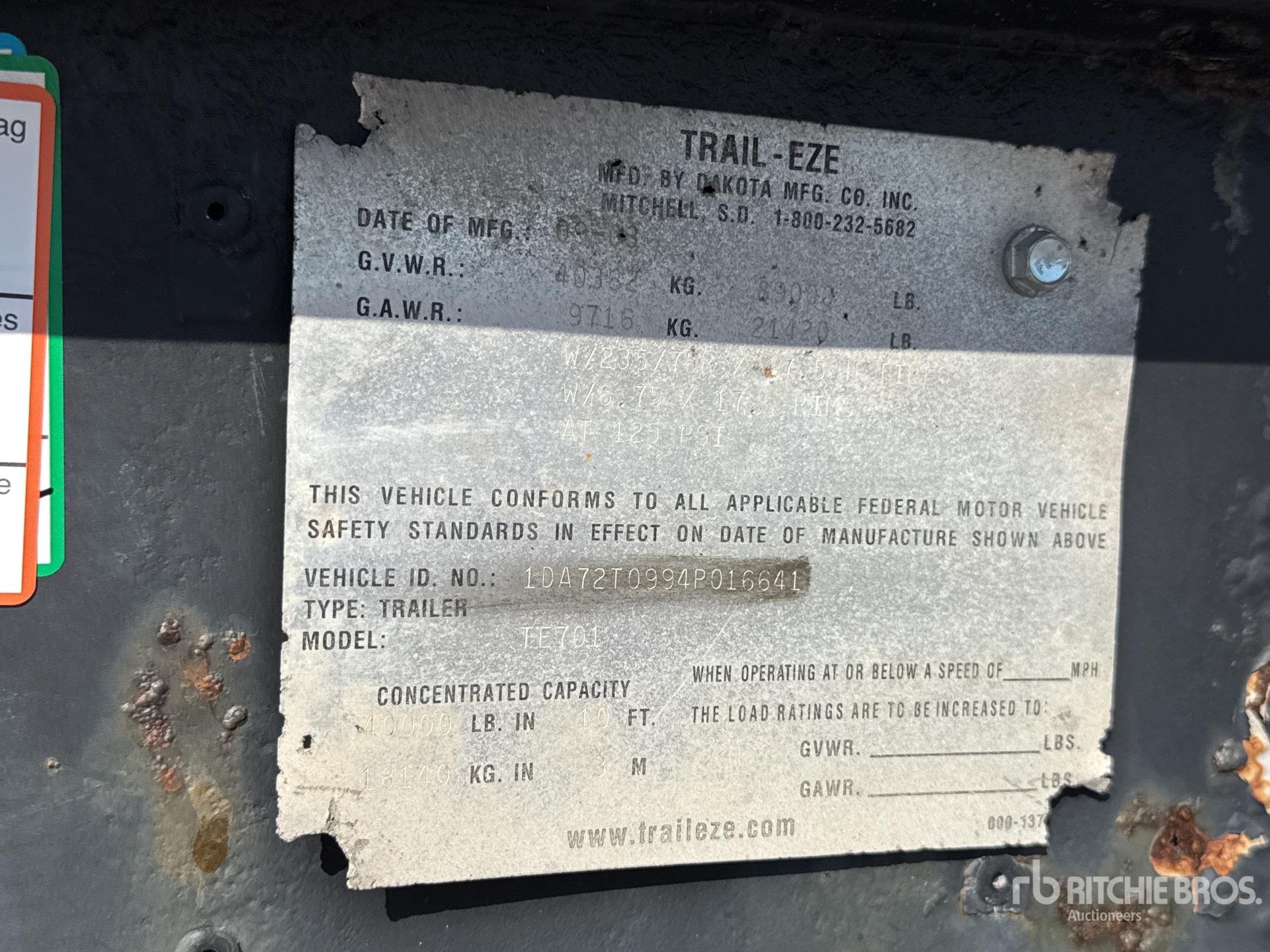 General Appearance with Serial Number / VIN