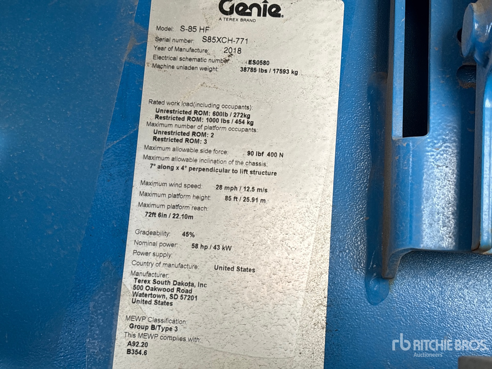 General Appearance with Serial Number / VIN