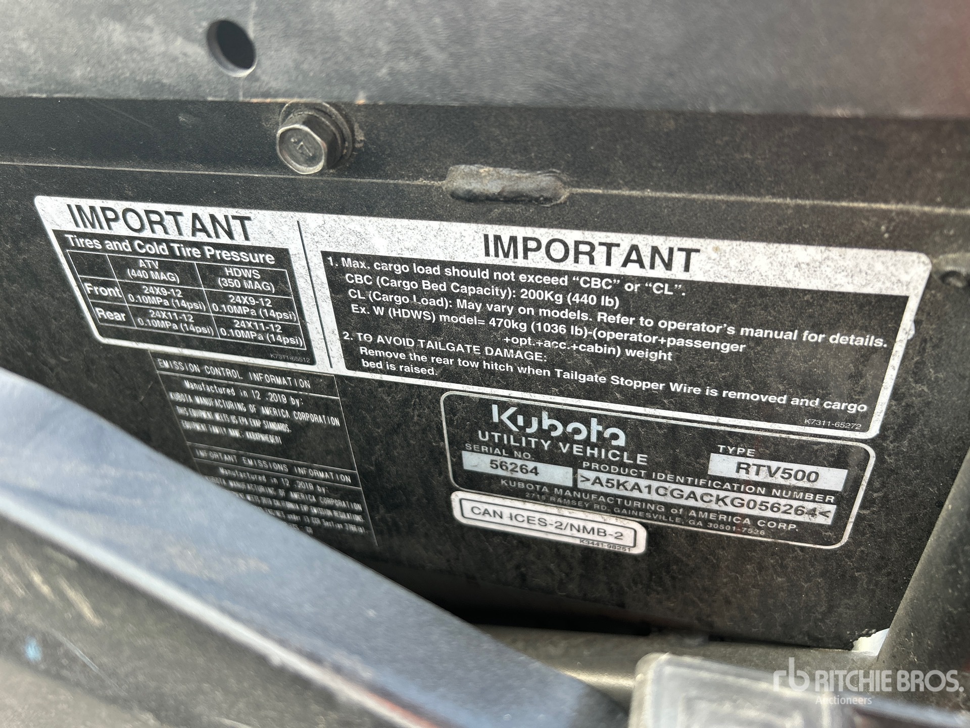 General Appearance with Serial Number / VIN