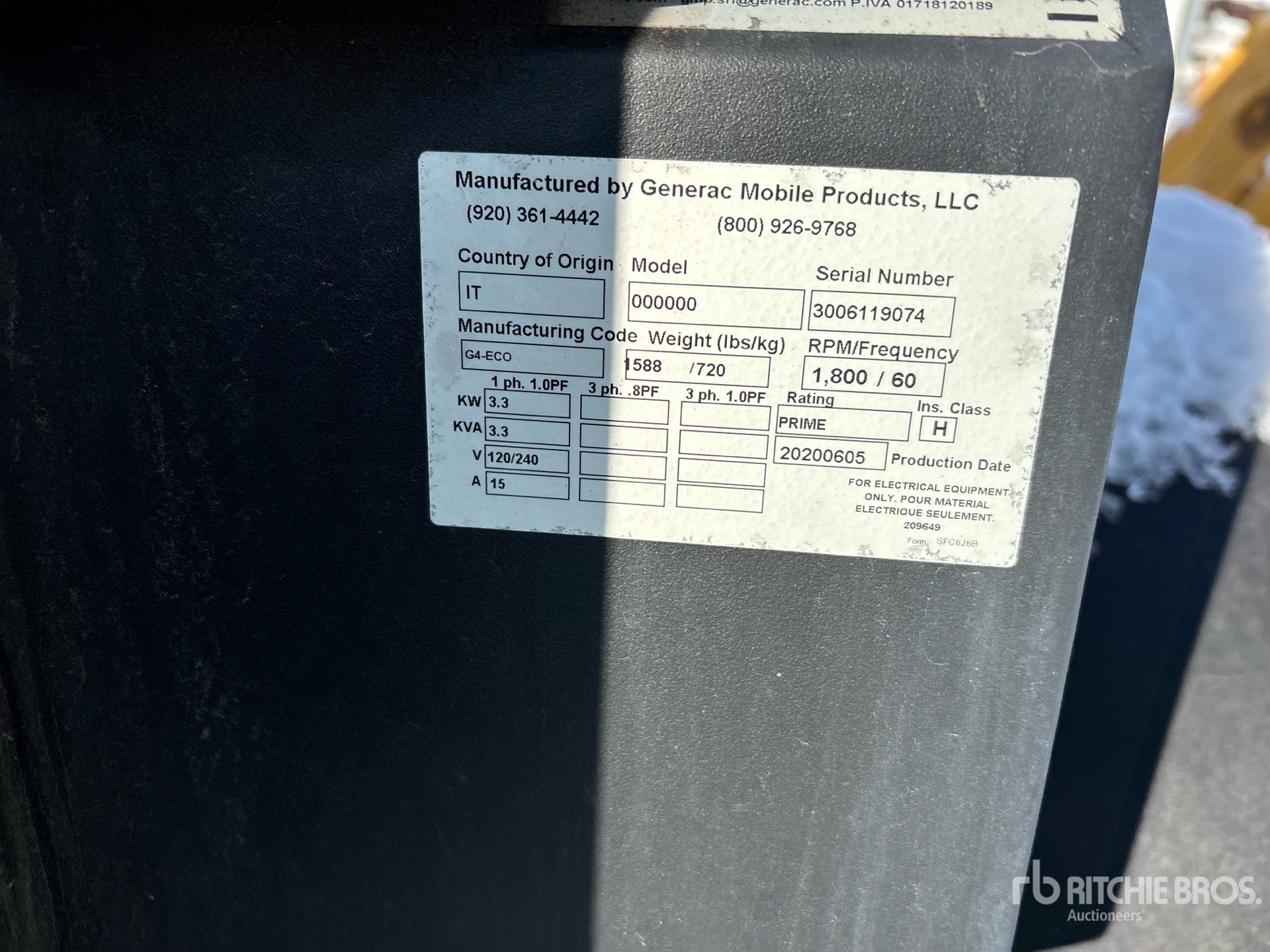 General Appearance with Serial Number / VIN