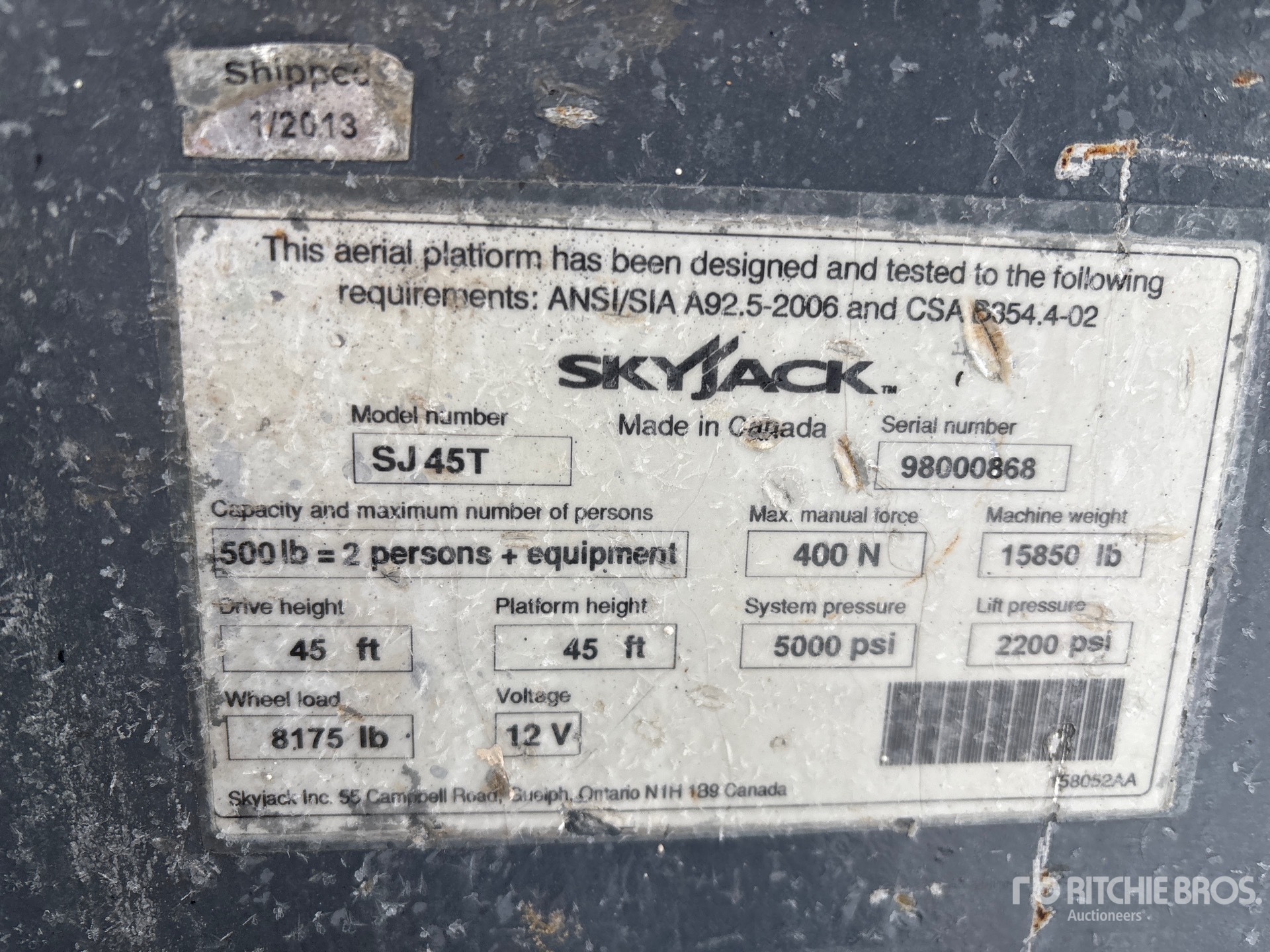 General Appearance with Serial Number / VIN