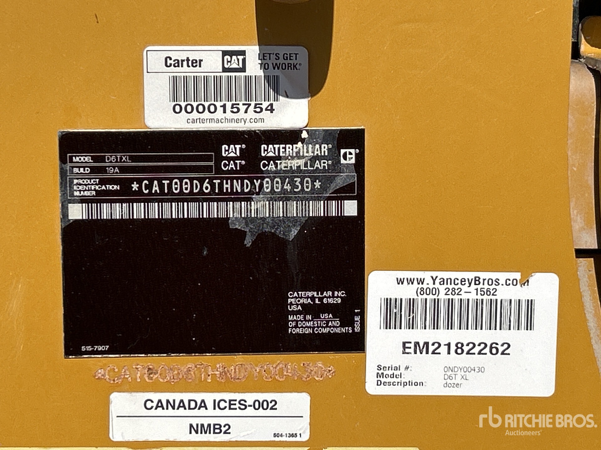 General Appearance with Serial Number / VIN