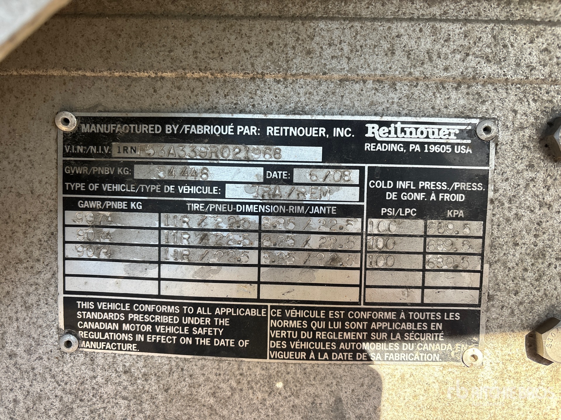 General Appearance with Serial Number / VIN