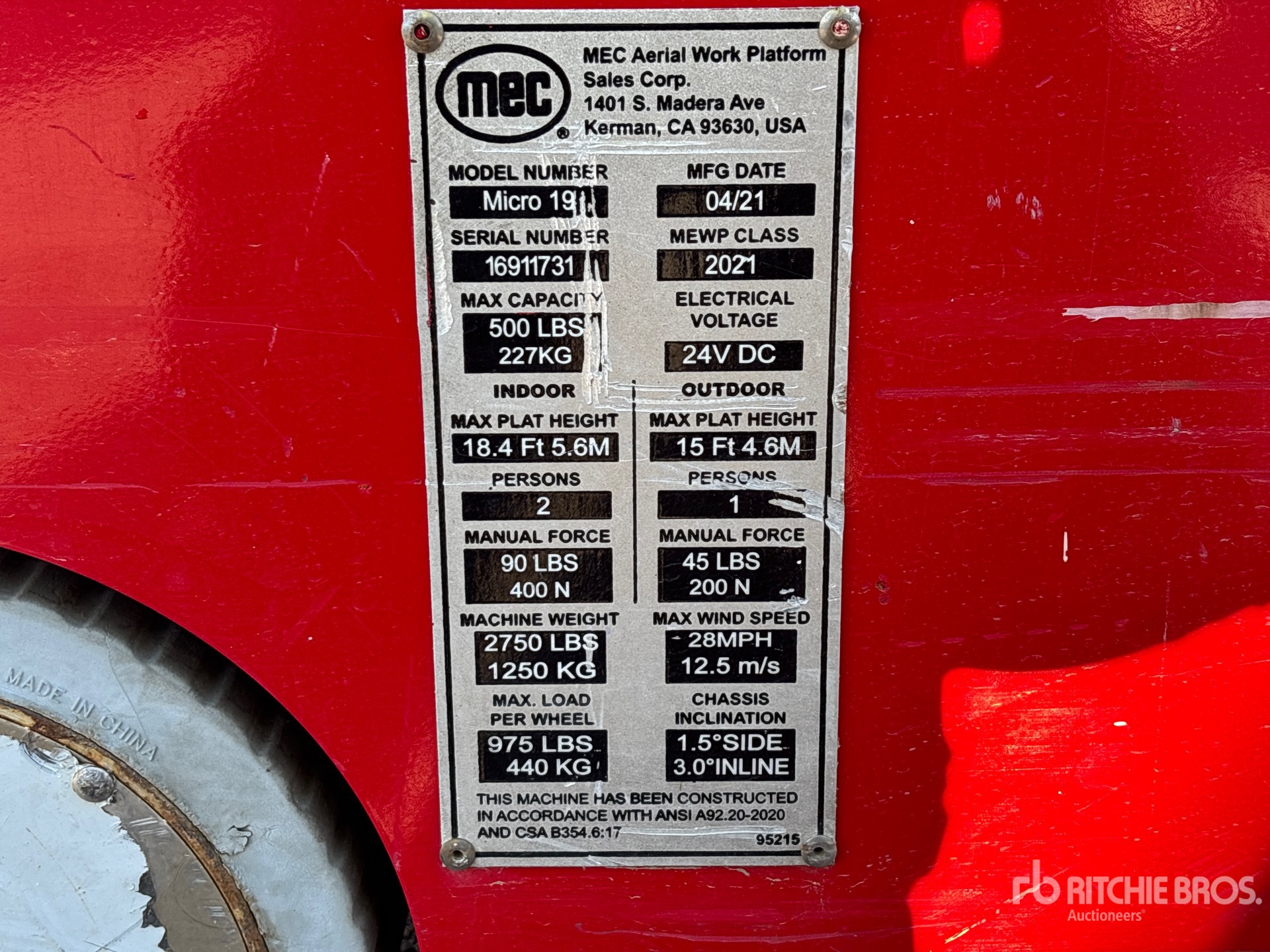 General Appearance with Serial Number / VIN