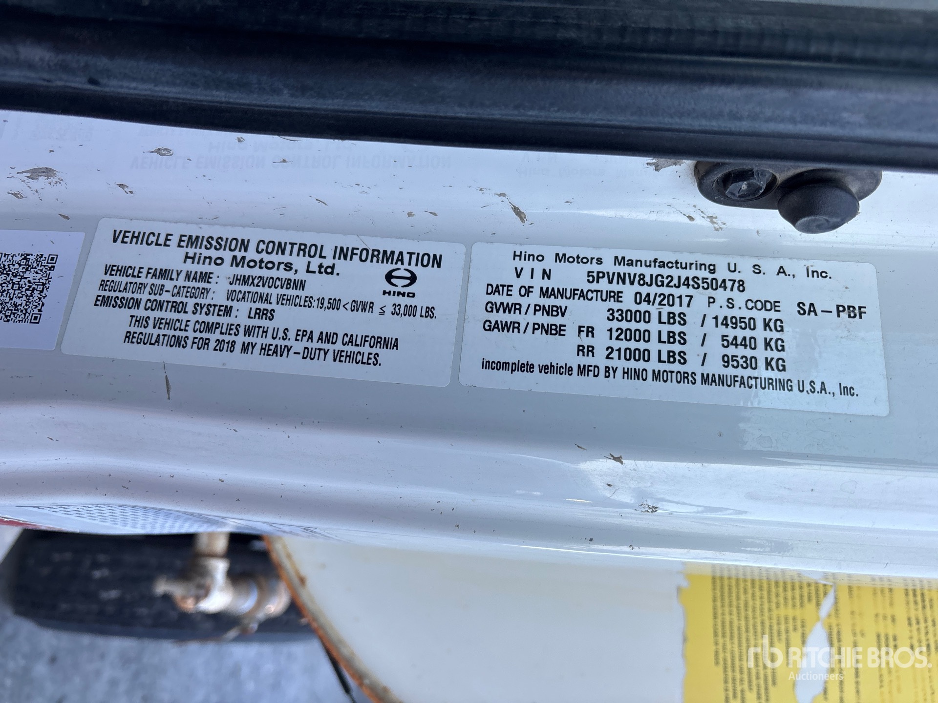 General Appearance with Serial Number / VIN