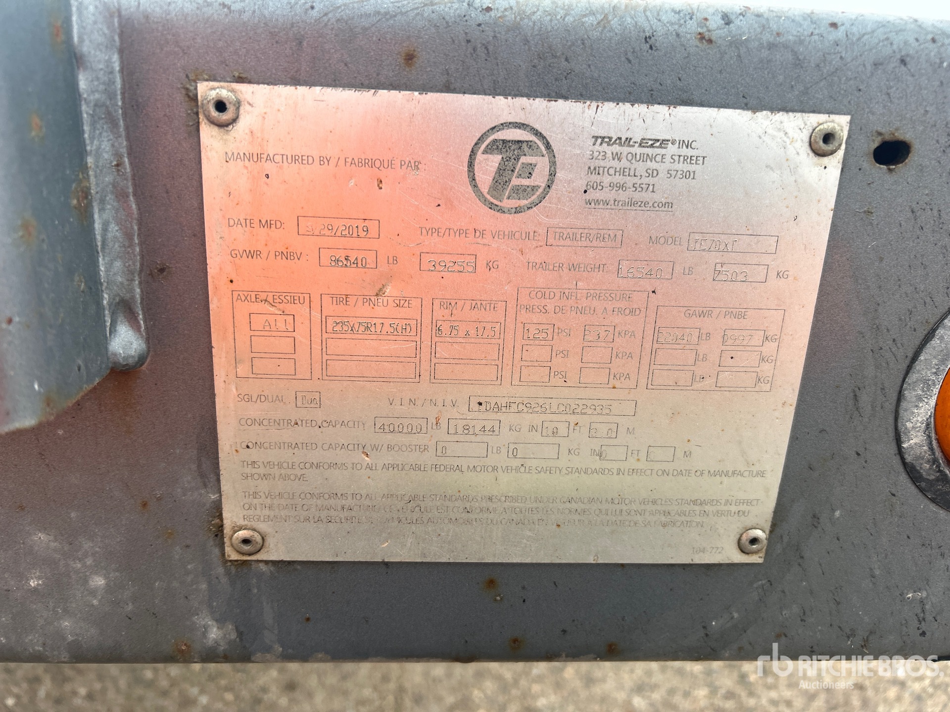 General Appearance with Serial Number / VIN