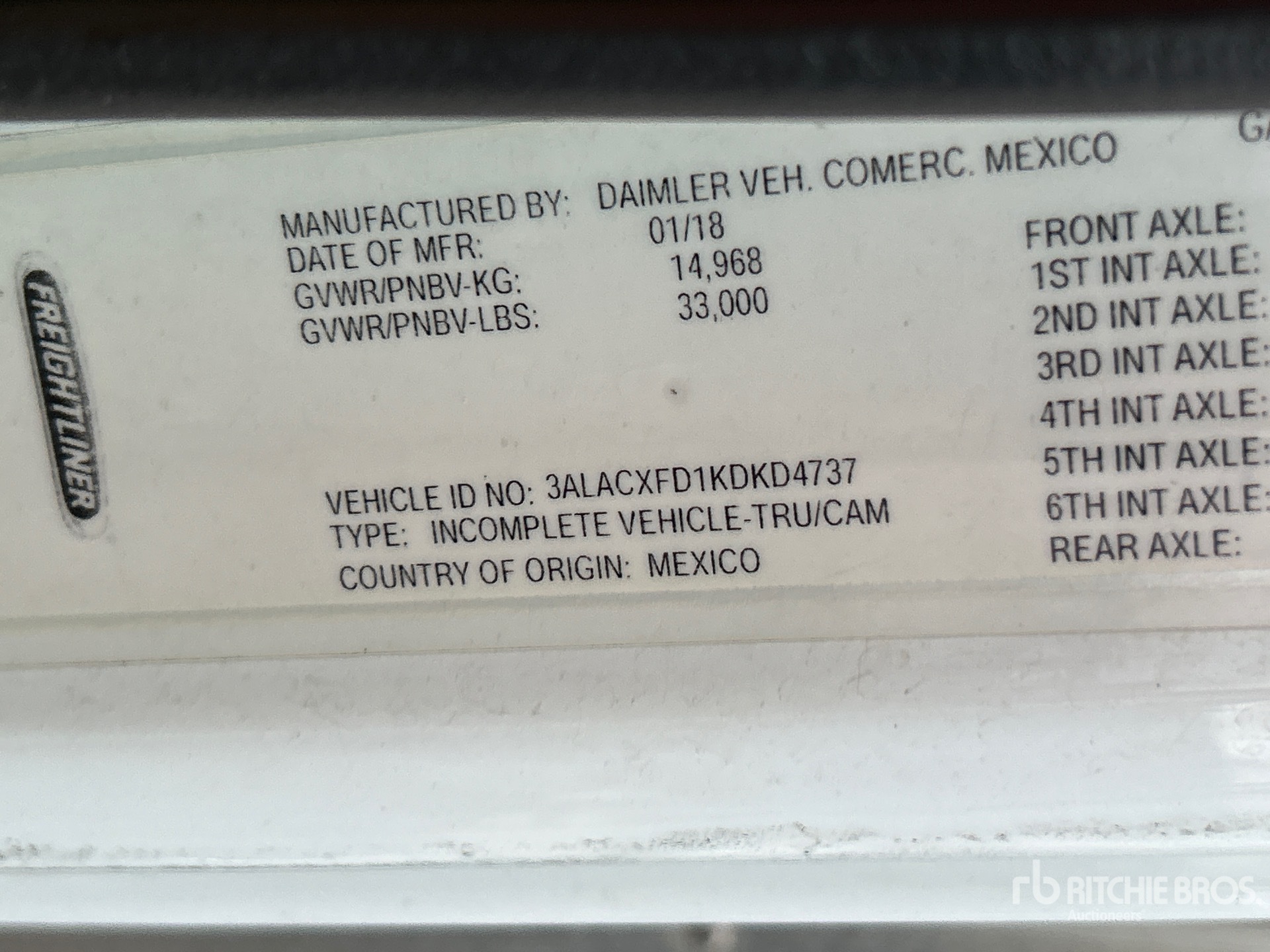 General Appearance with Serial Number / VIN