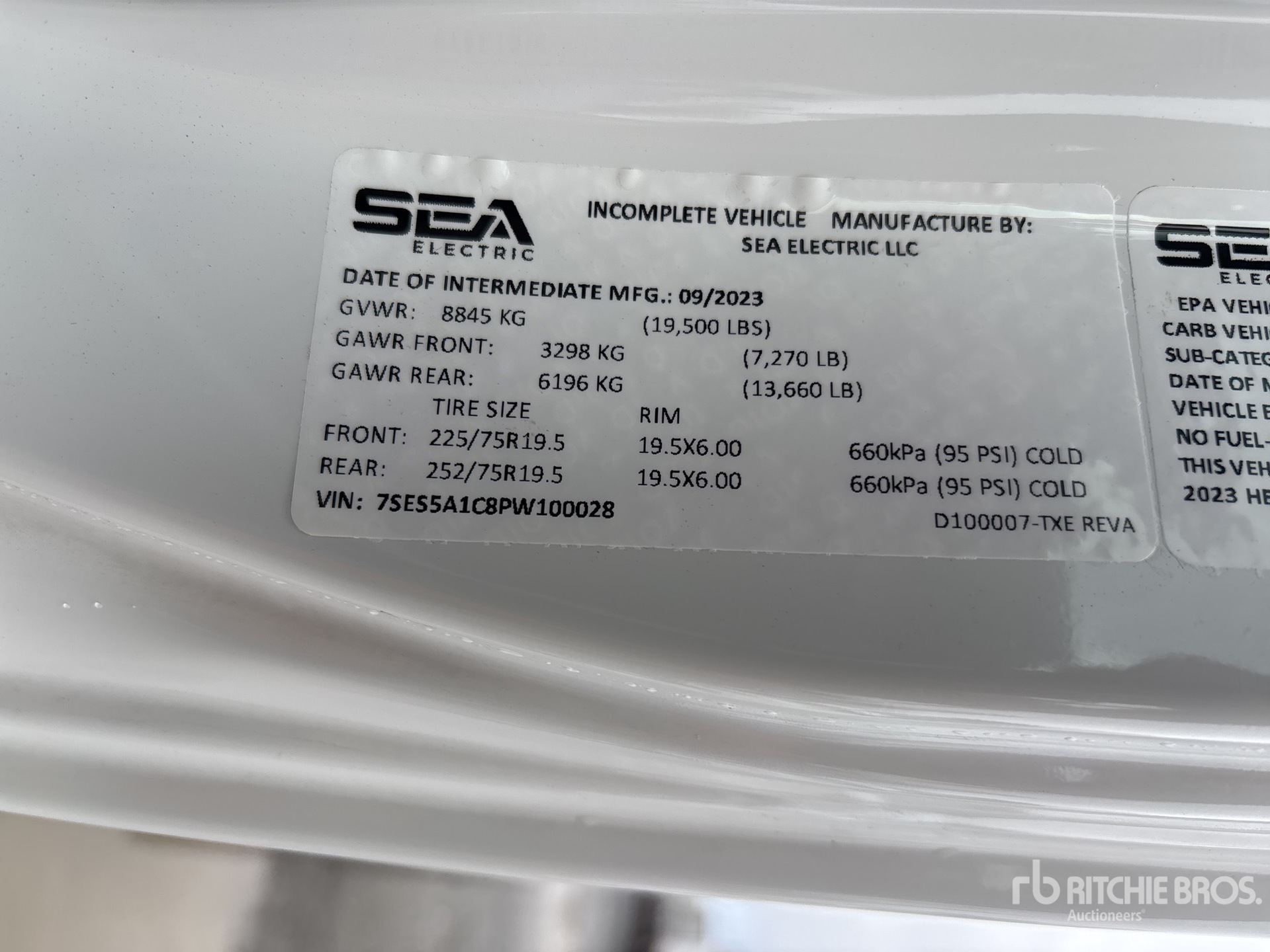 General Appearance with Serial Number / VIN