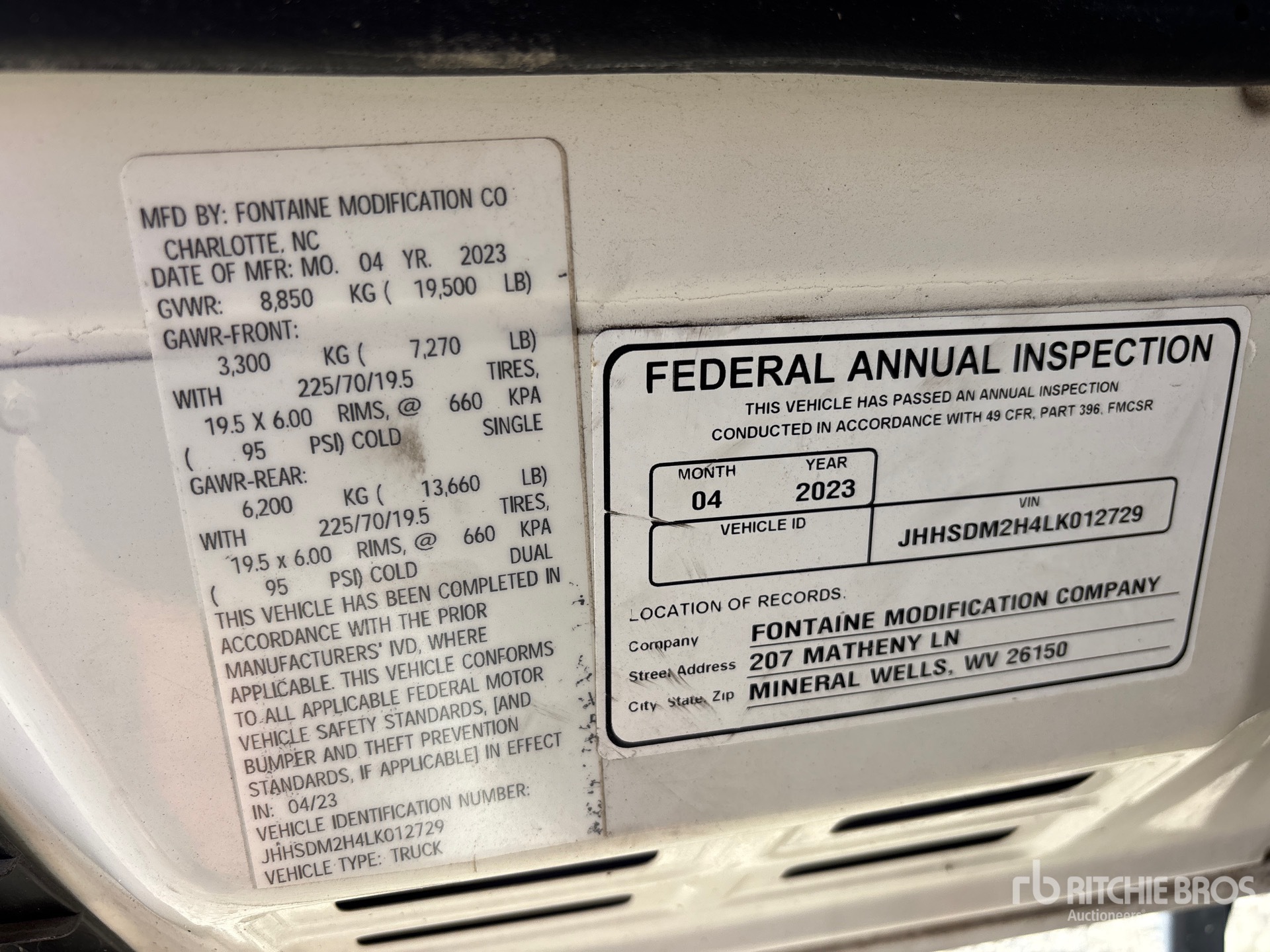 General Appearance with Serial Number / VIN