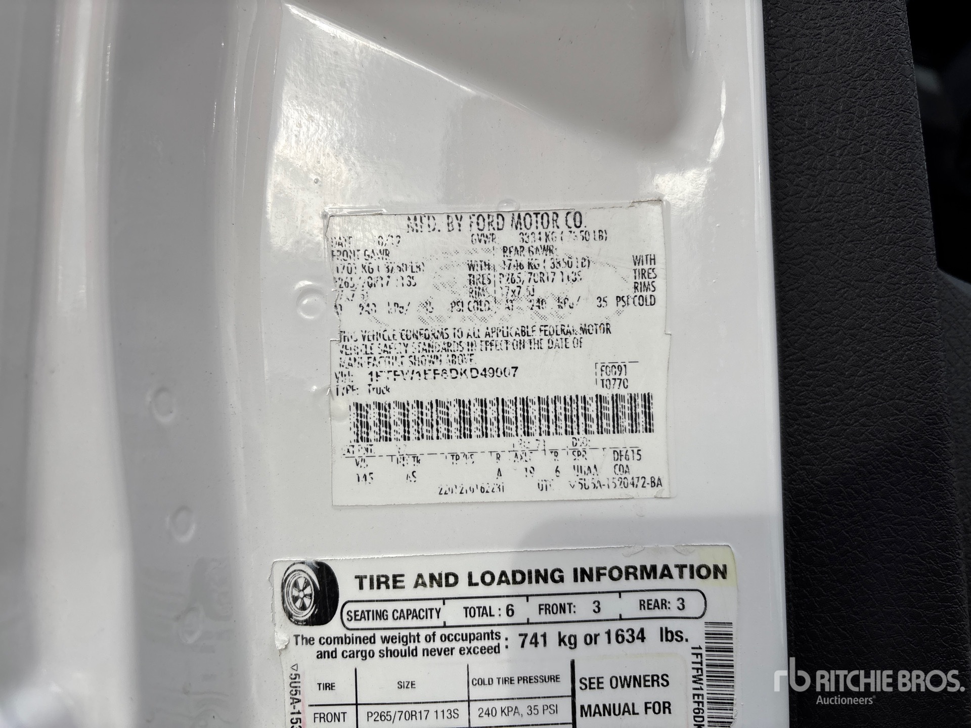 General Appearance with Serial Number / VIN