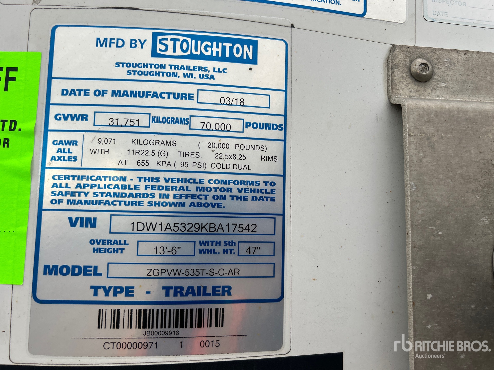 General Appearance with Serial Number / VIN