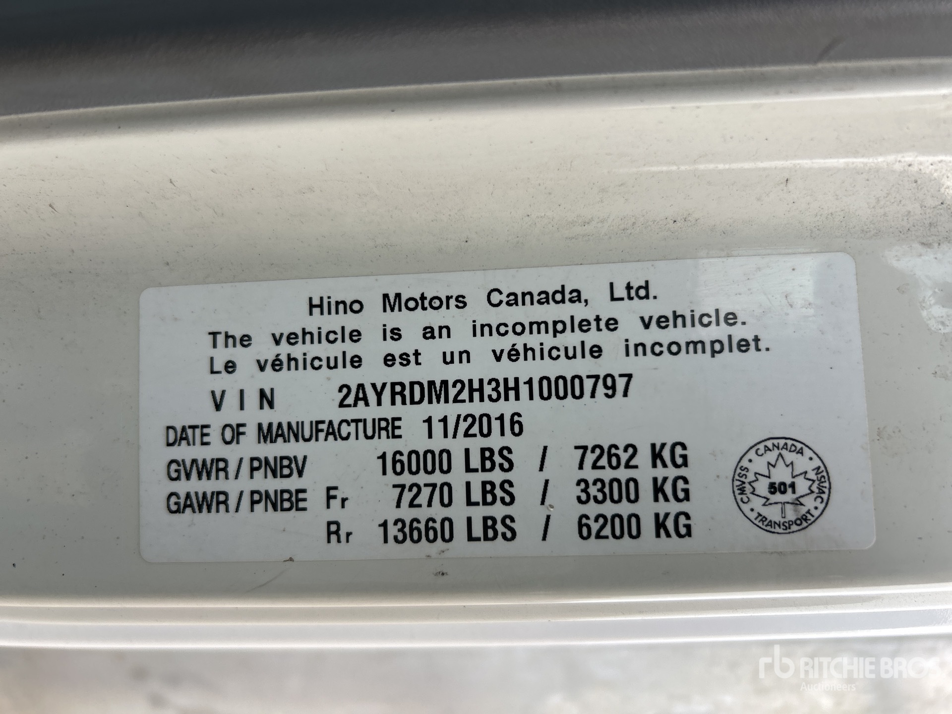 General Appearance with Serial Number / VIN