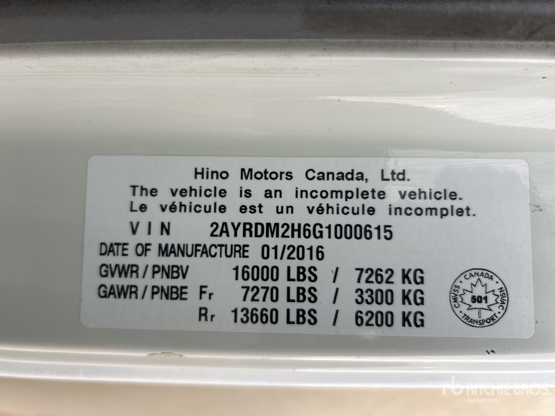 General Appearance with Serial Number / VIN