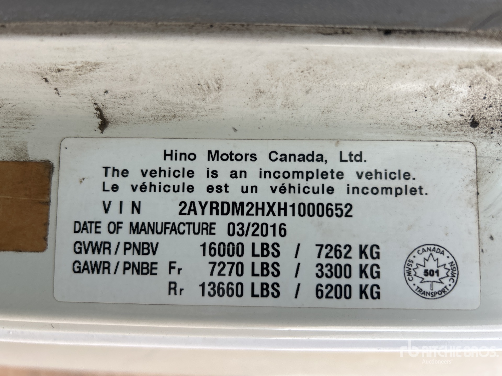 General Appearance with Serial Number / VIN