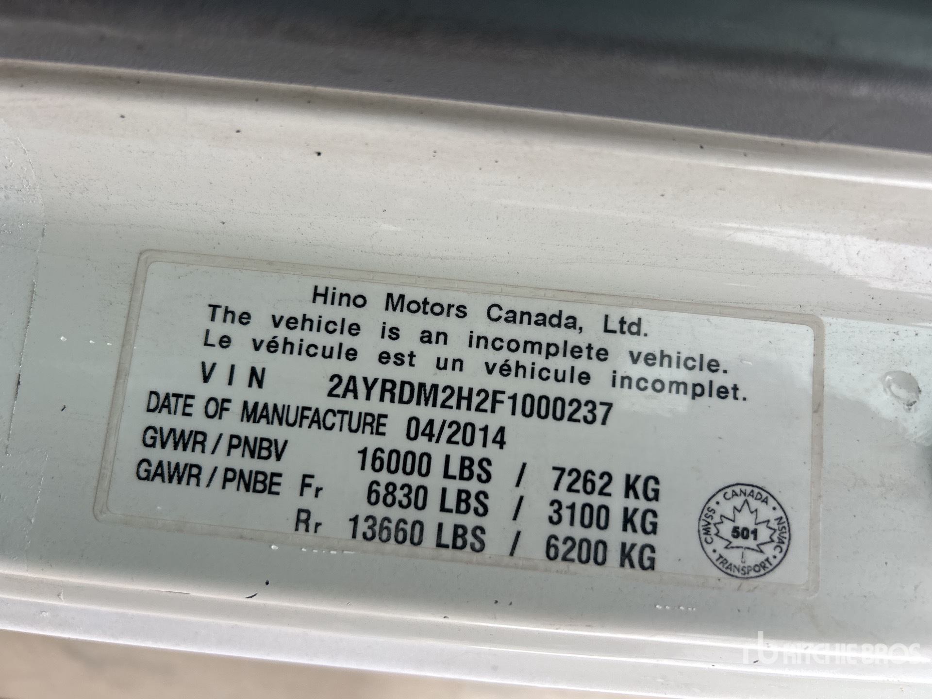 General Appearance with Serial Number / VIN