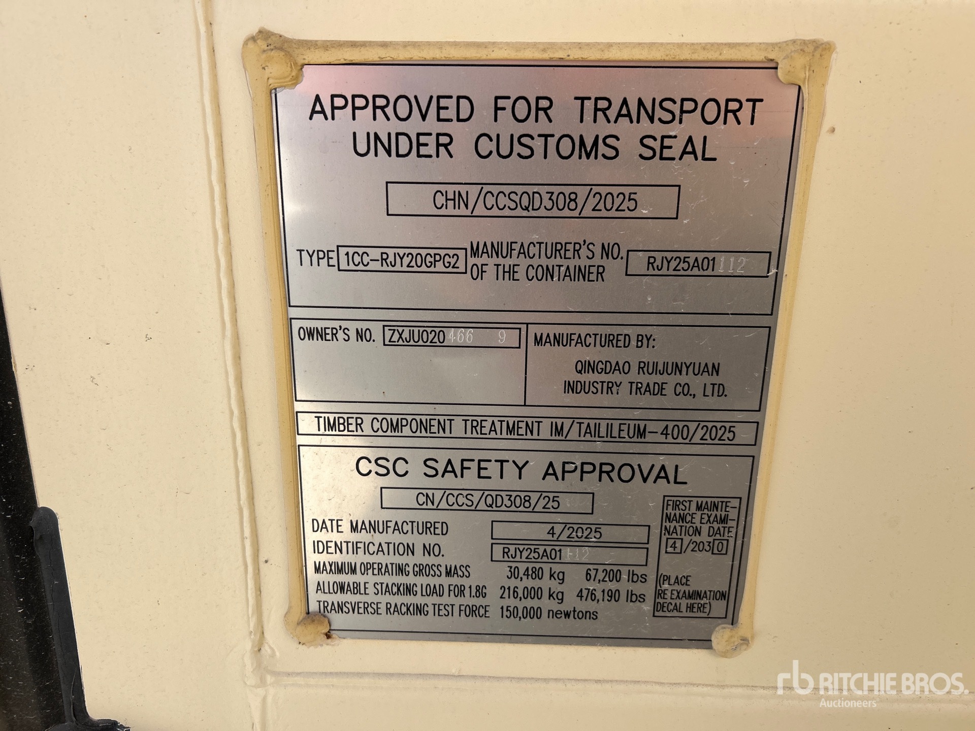 General Appearance with Serial Number / VIN