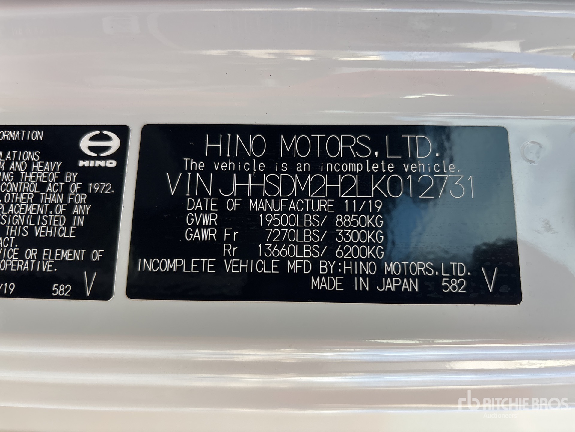 General Appearance with Serial Number / VIN