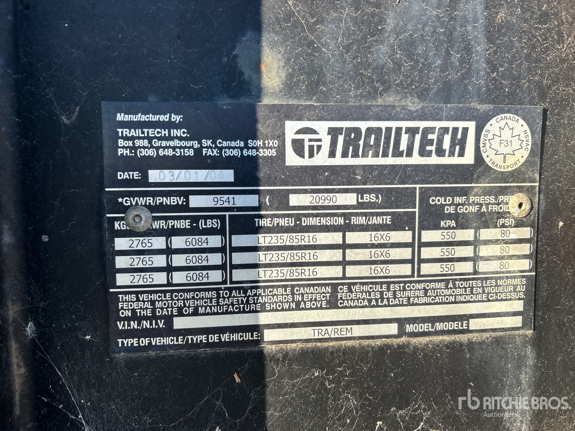 General Appearance with Serial Number / VIN