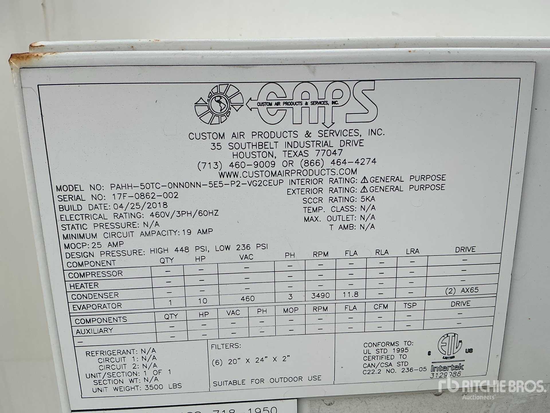 General Appearance with Serial Number / VIN