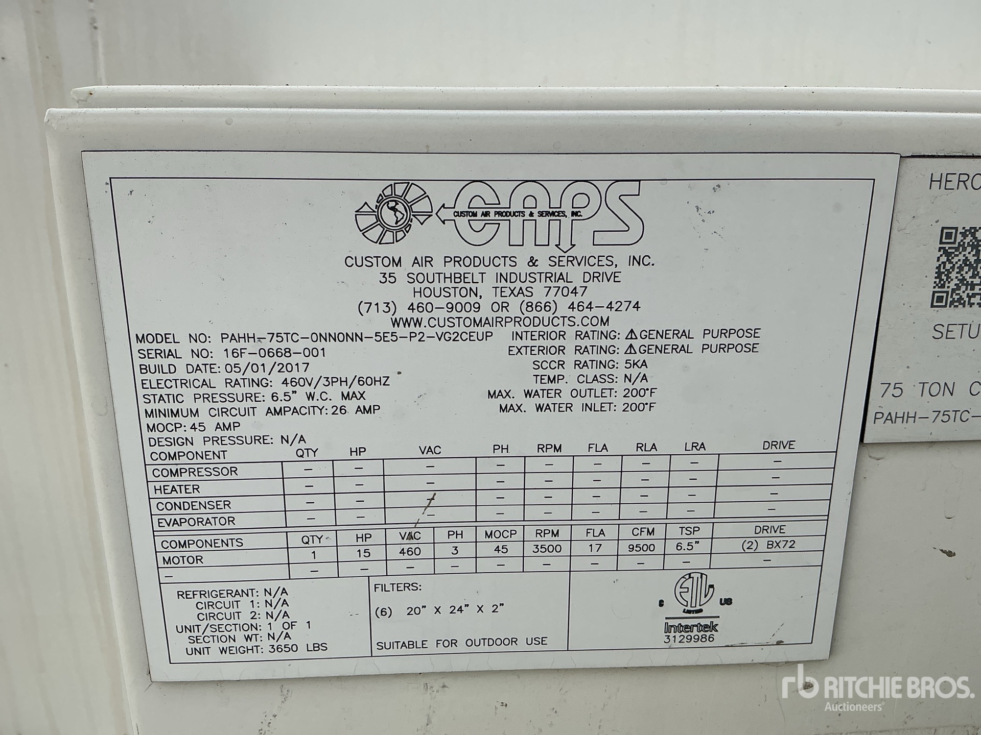General Appearance with Serial Number / VIN