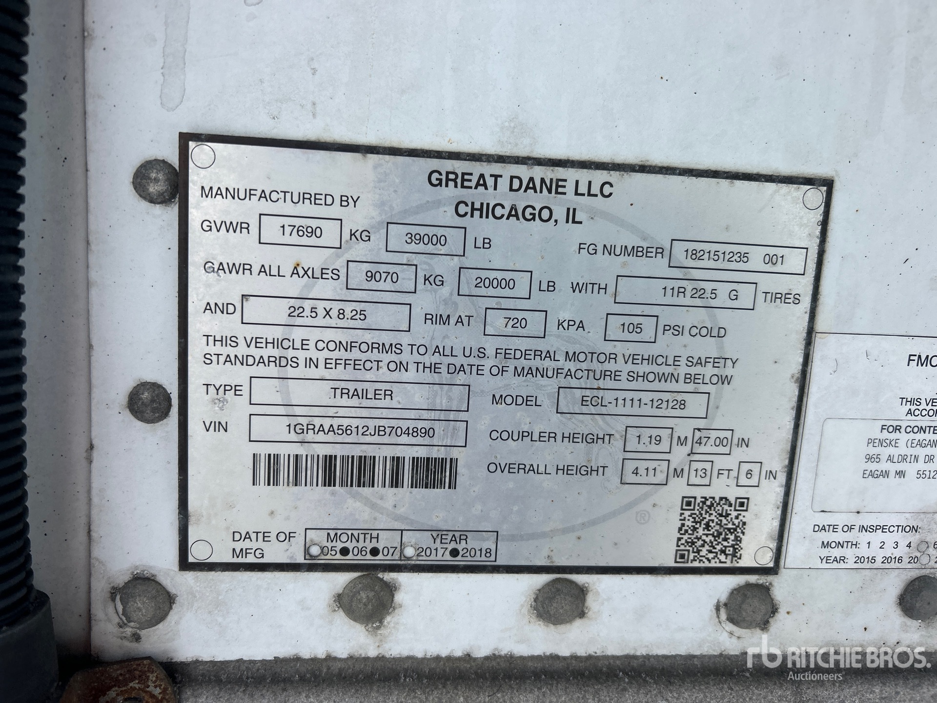 General Appearance with Serial Number / VIN