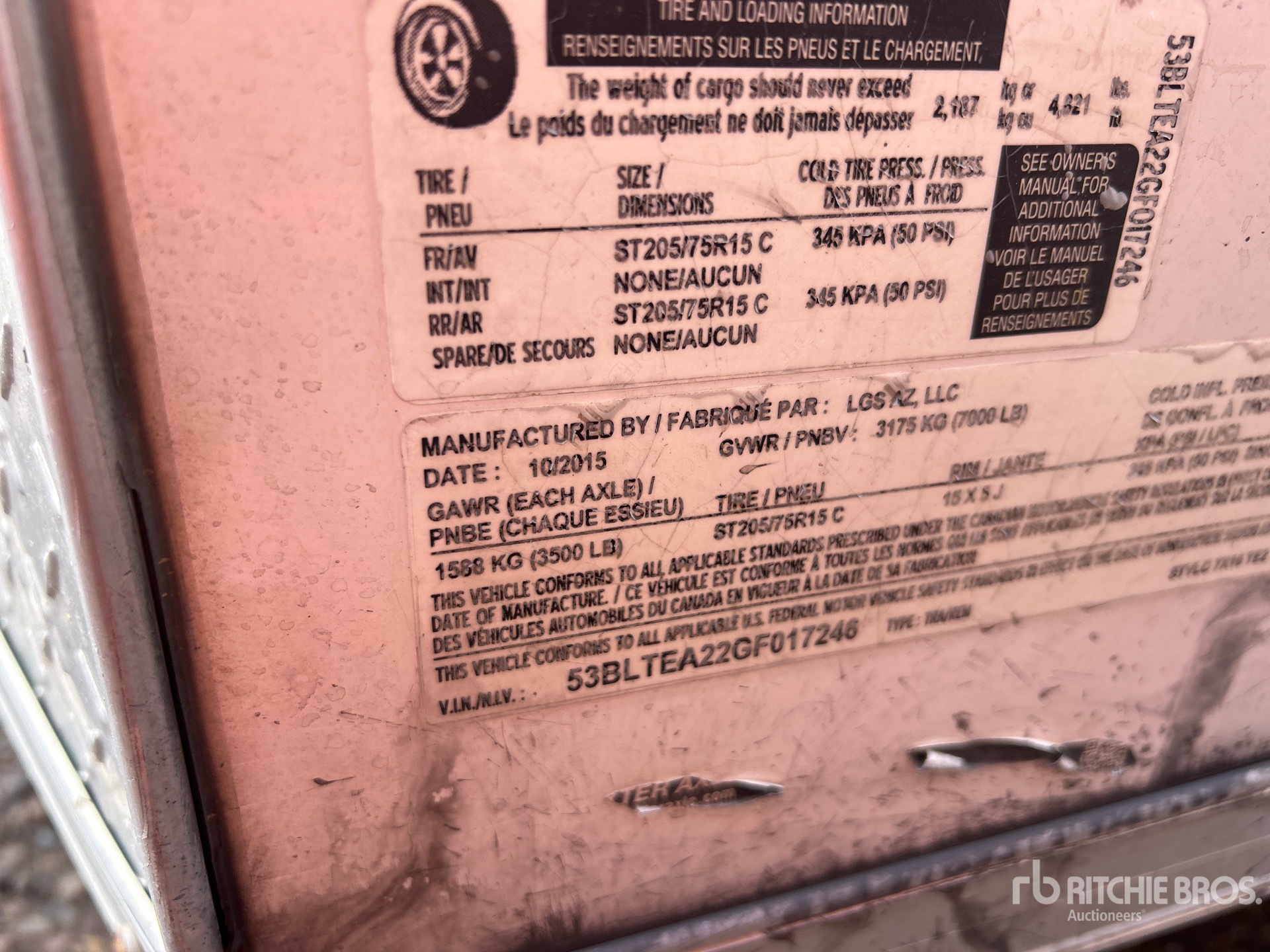 General Appearance with Serial Number / VIN