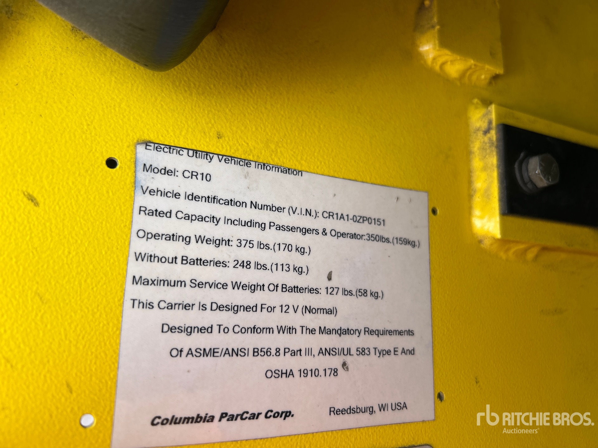 General Appearance with Serial Number / VIN