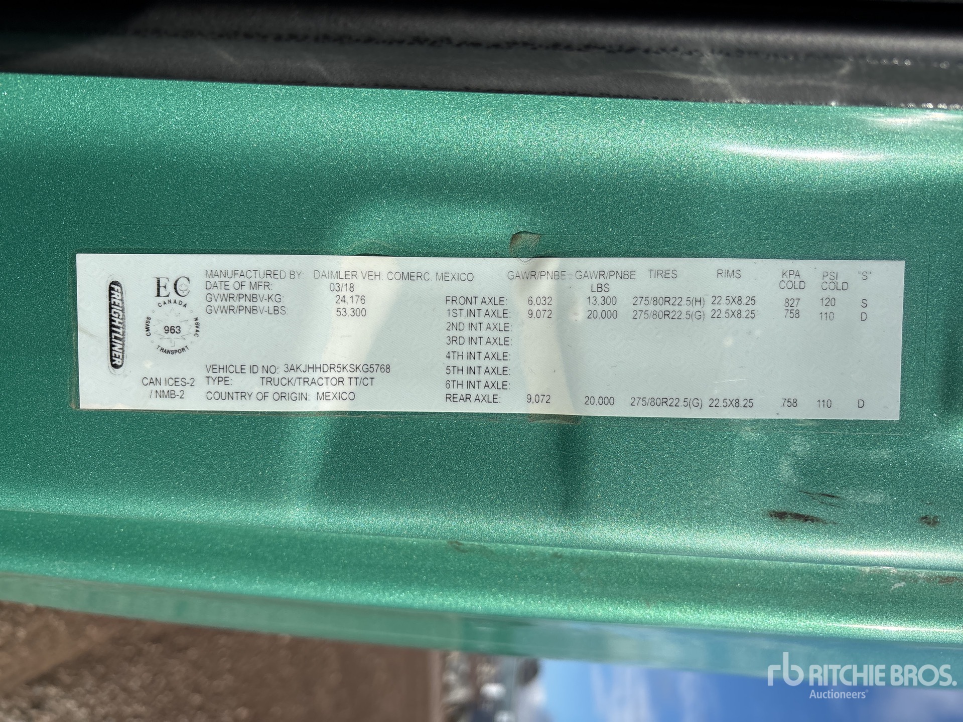 General Appearance with N.º de serie/VIN