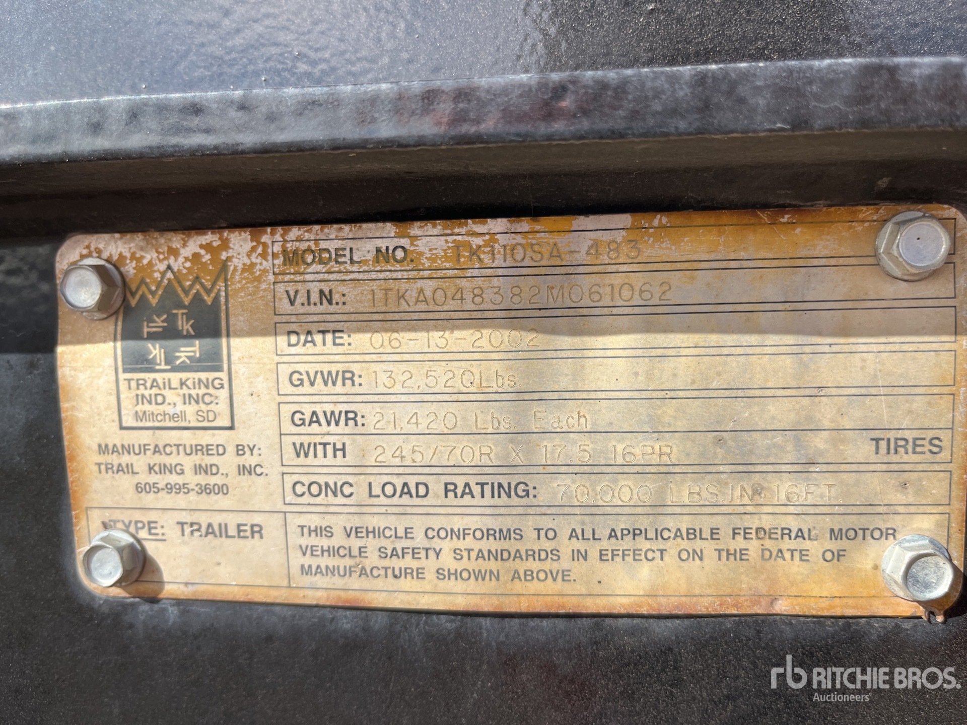 General Appearance with Serial Number / VIN