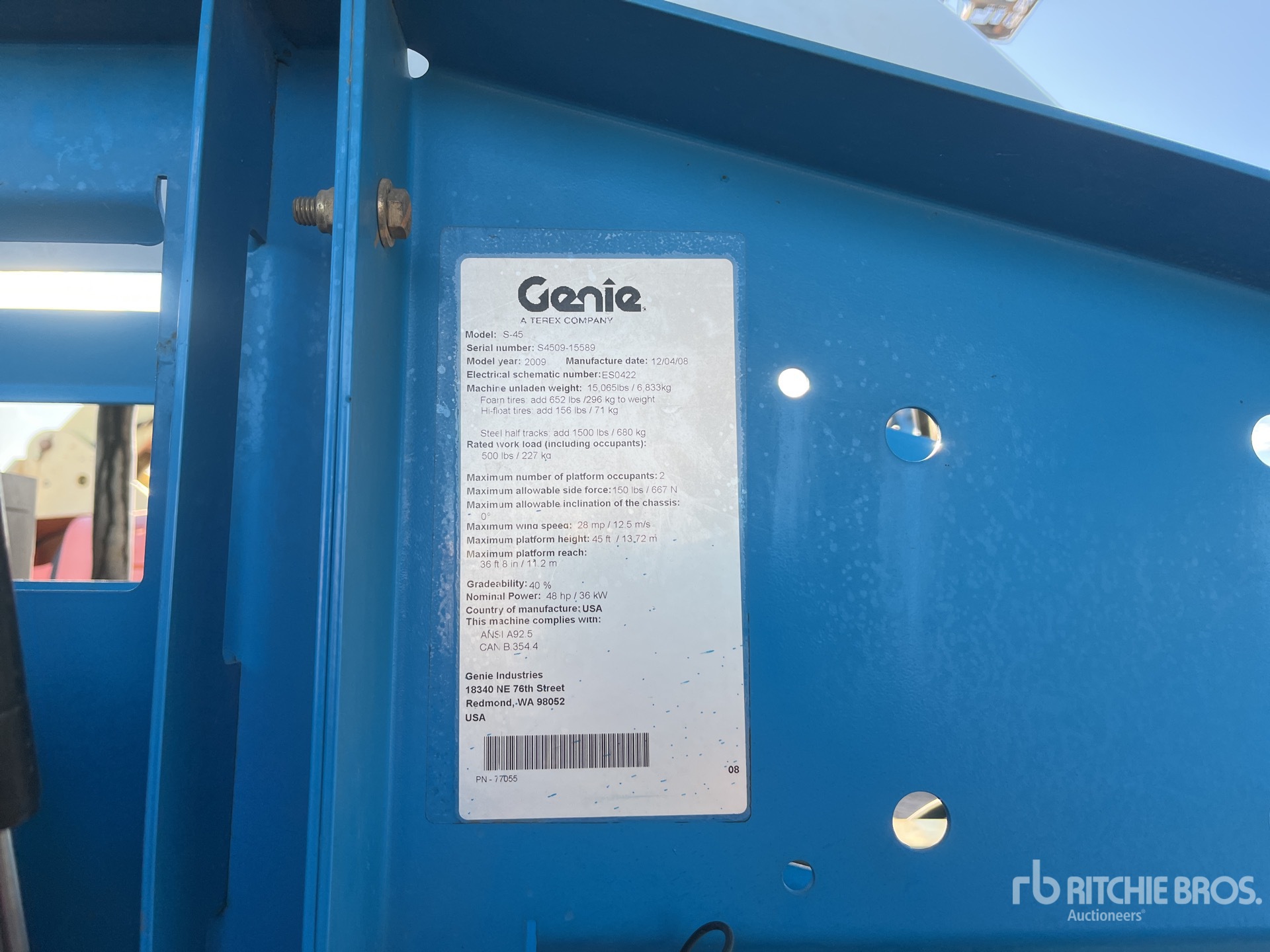 General Appearance with Serial Number / VIN