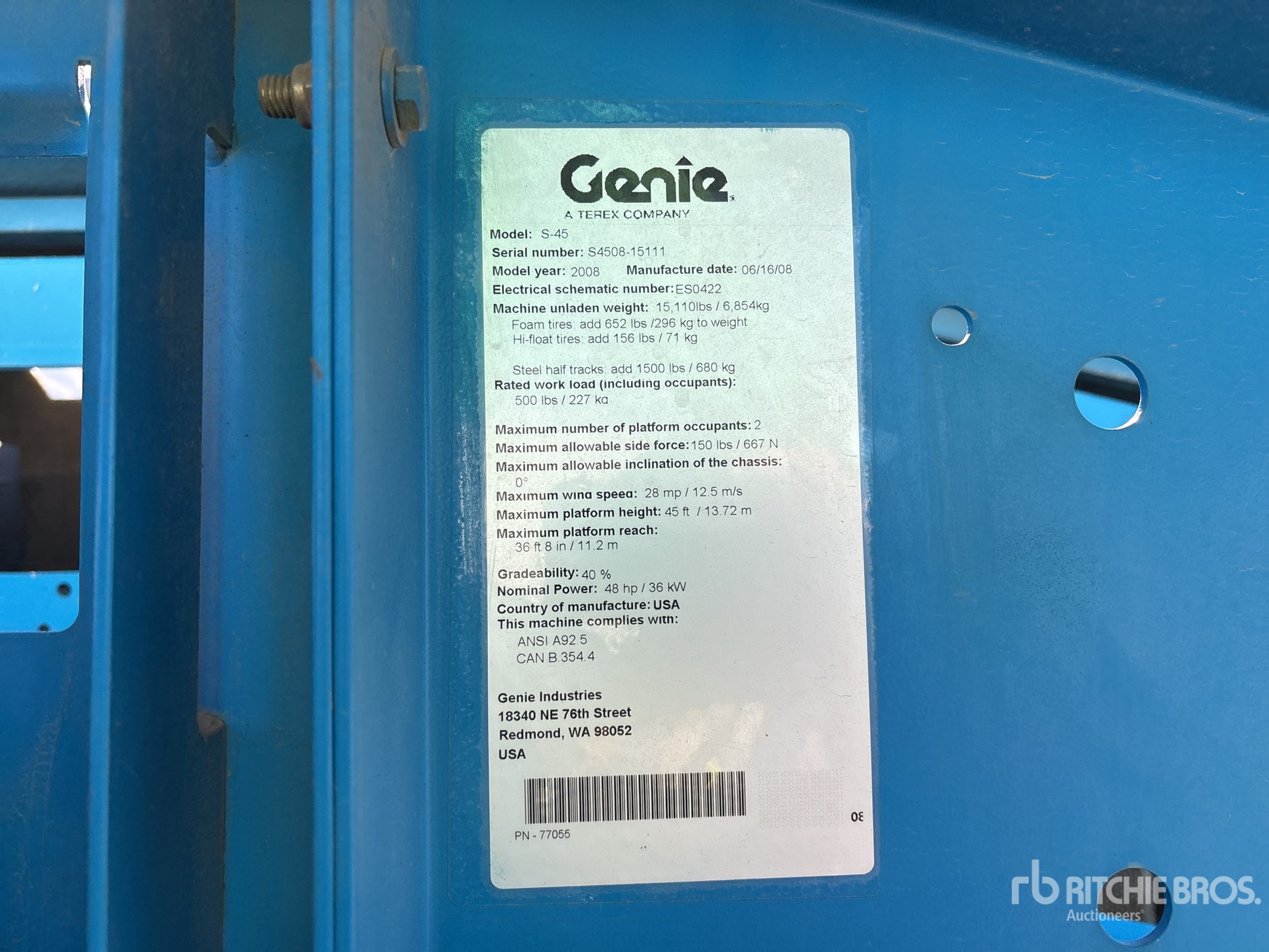 General Appearance with Serial Number / VIN