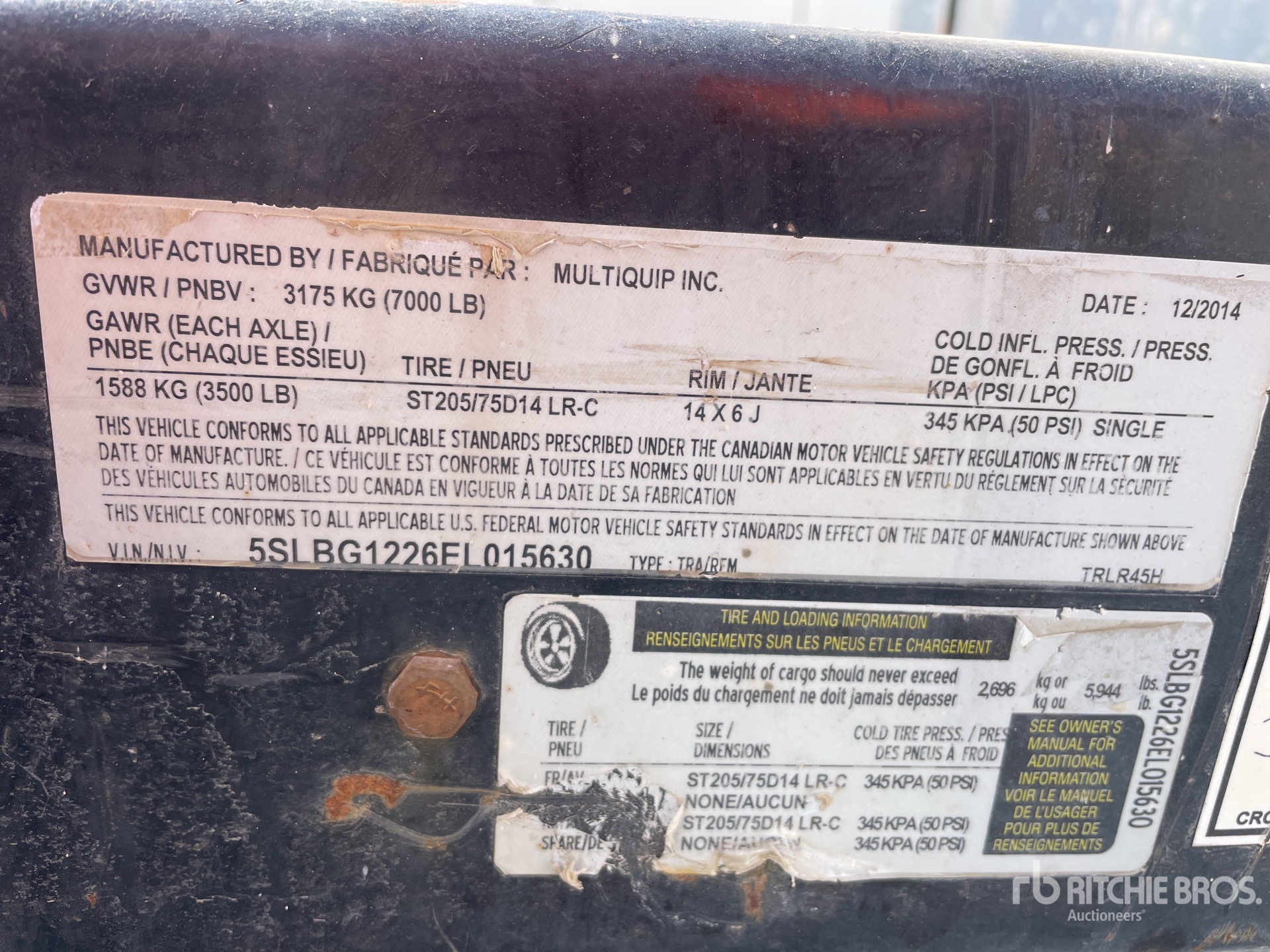 General Appearance with Serial Number / VIN