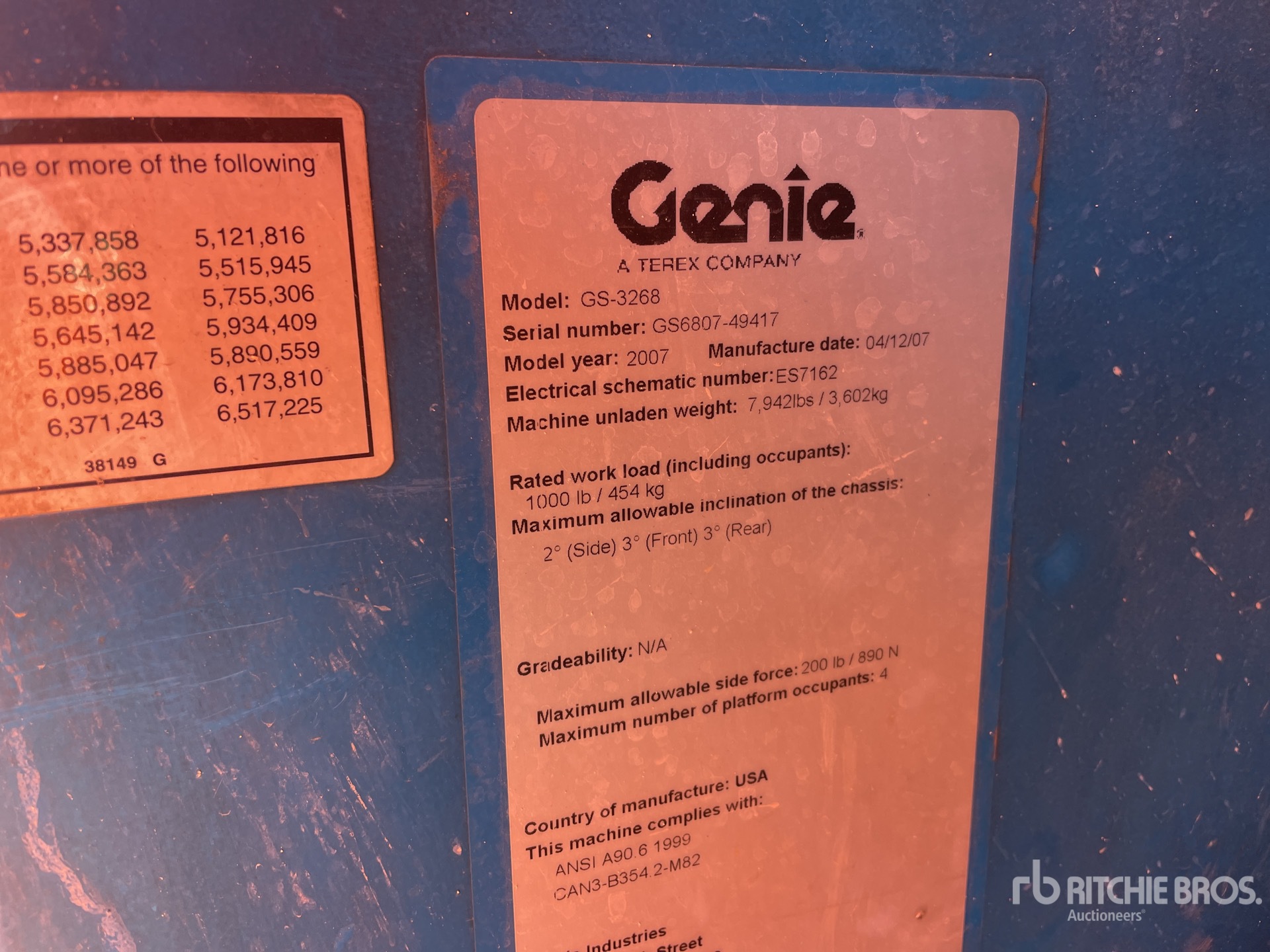 General Appearance with Serial Number / VIN