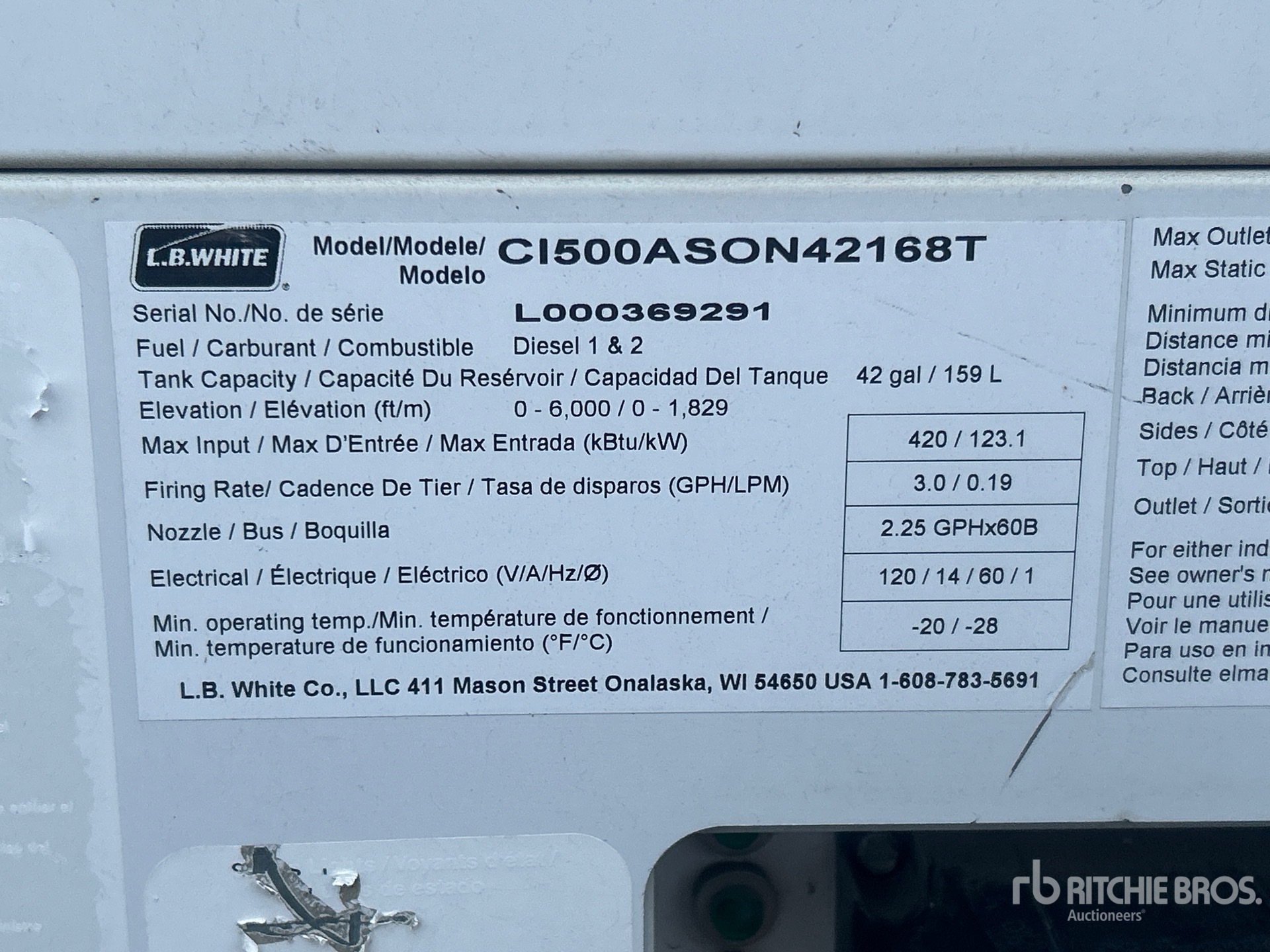 General Appearance with Serial Number / VIN