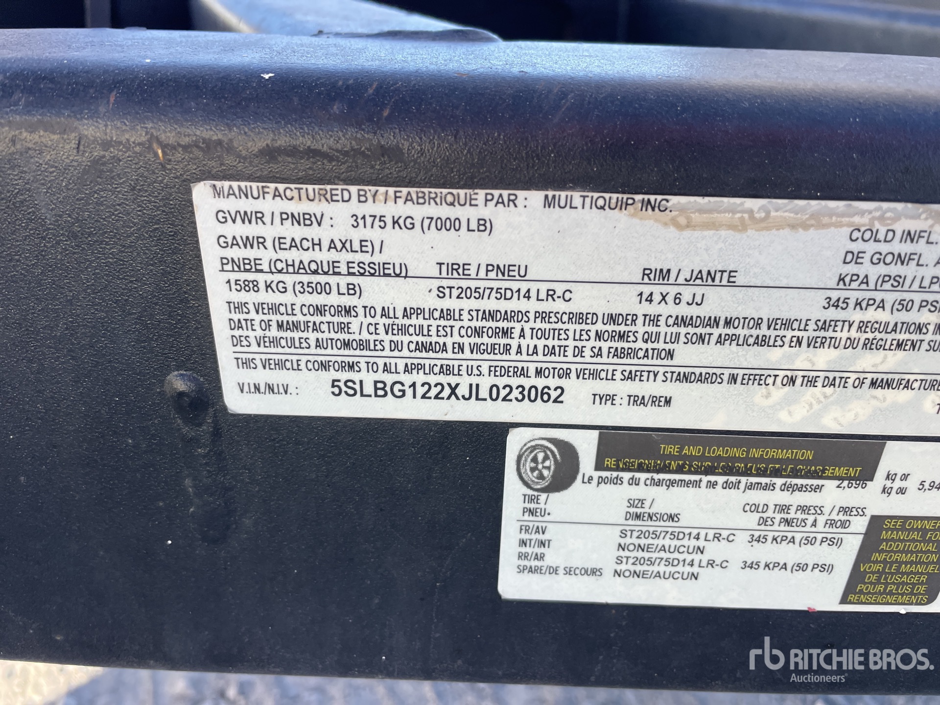 General Appearance with Serial Number / VIN