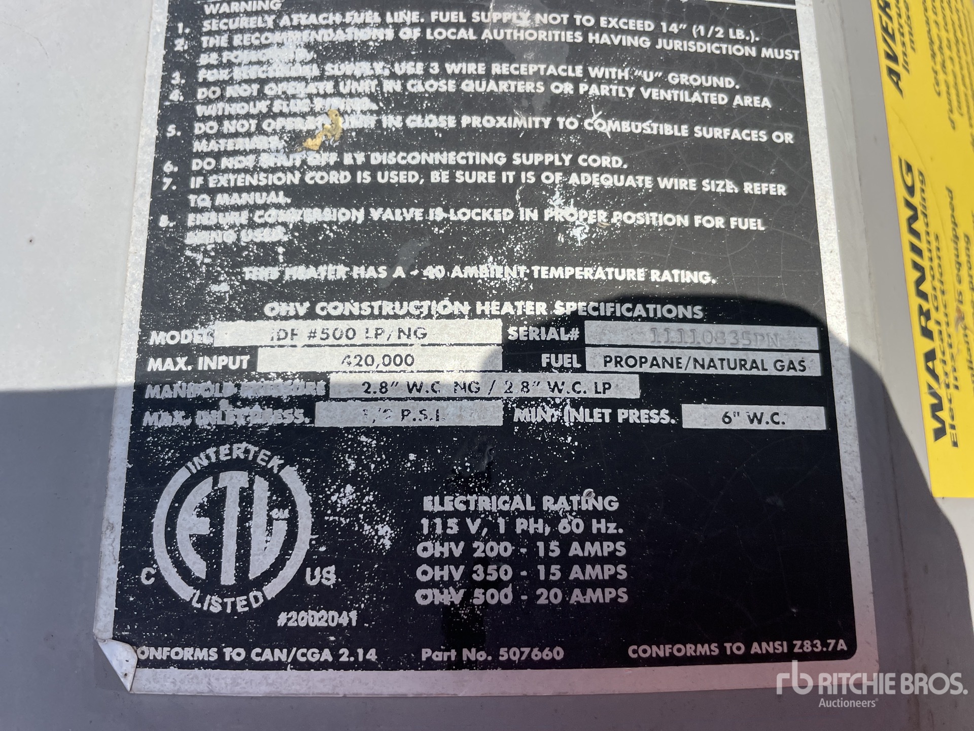 General Appearance with N.º de serie/VIN