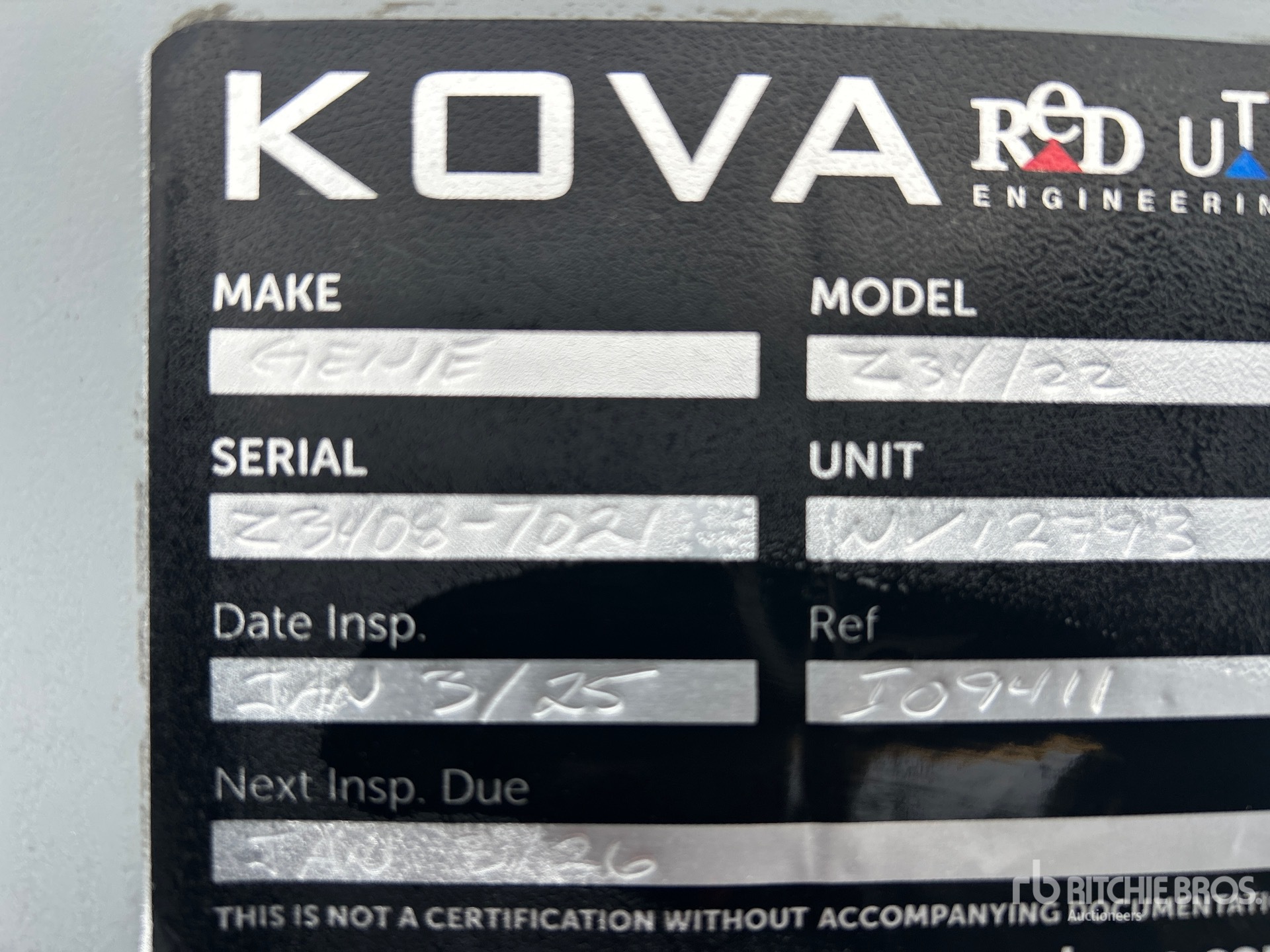 General Appearance with Serial Number / VIN