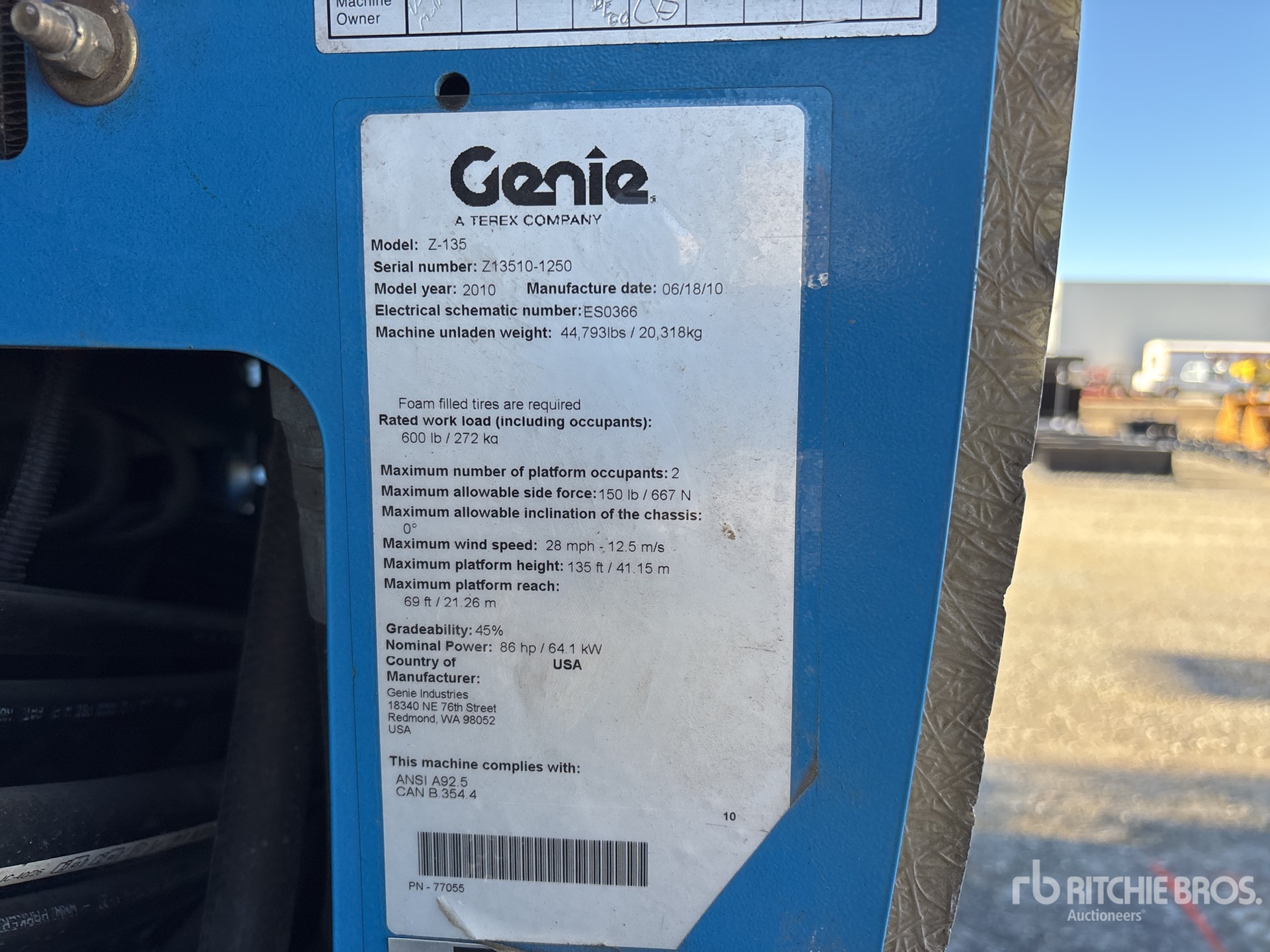 General Appearance with Serial Number / VIN