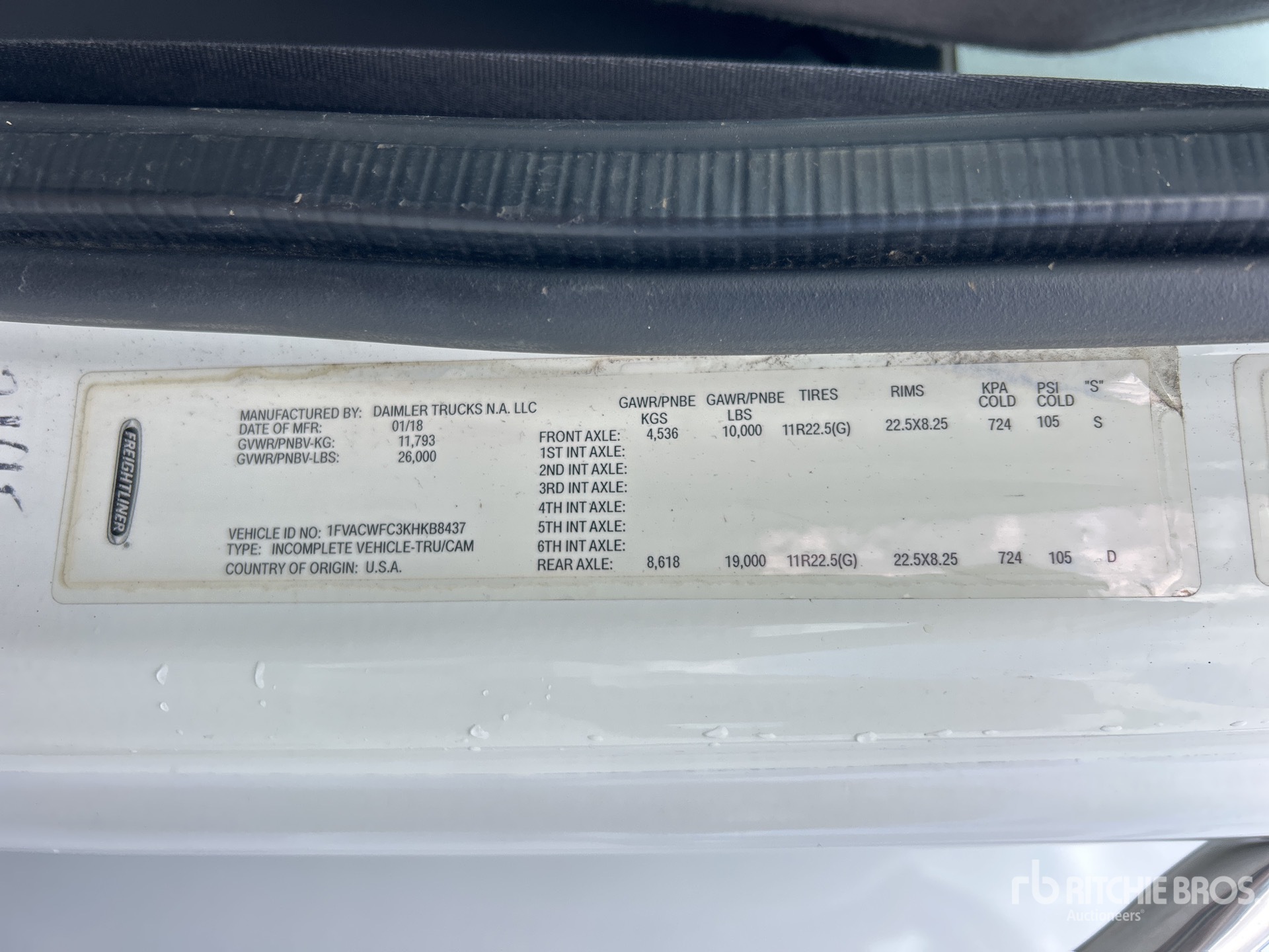 General Appearance with Serial Number / VIN