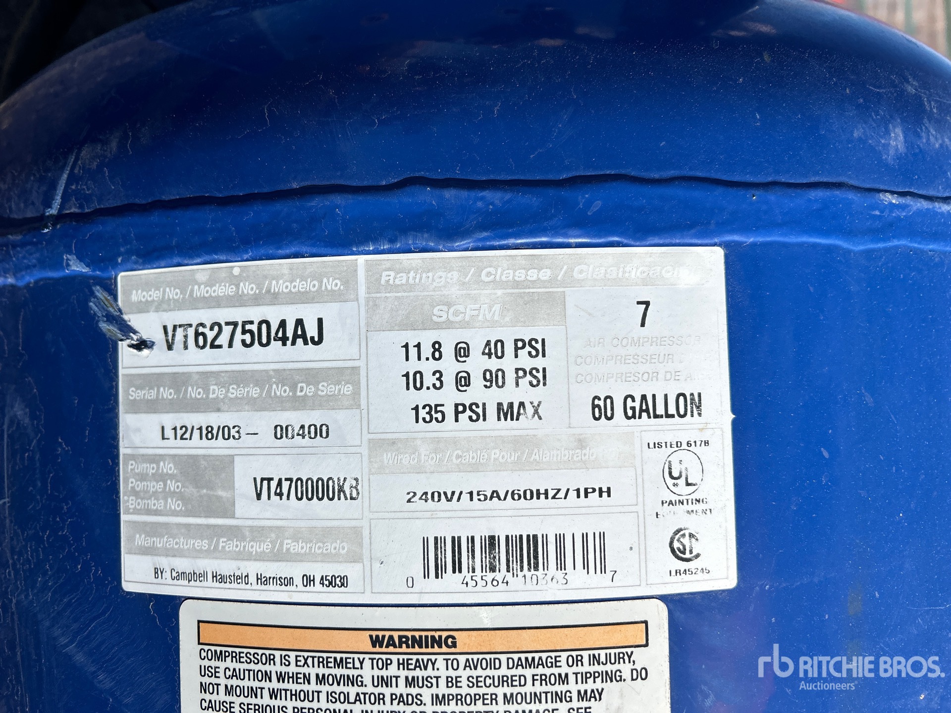 General Appearance with Serial Number / VIN