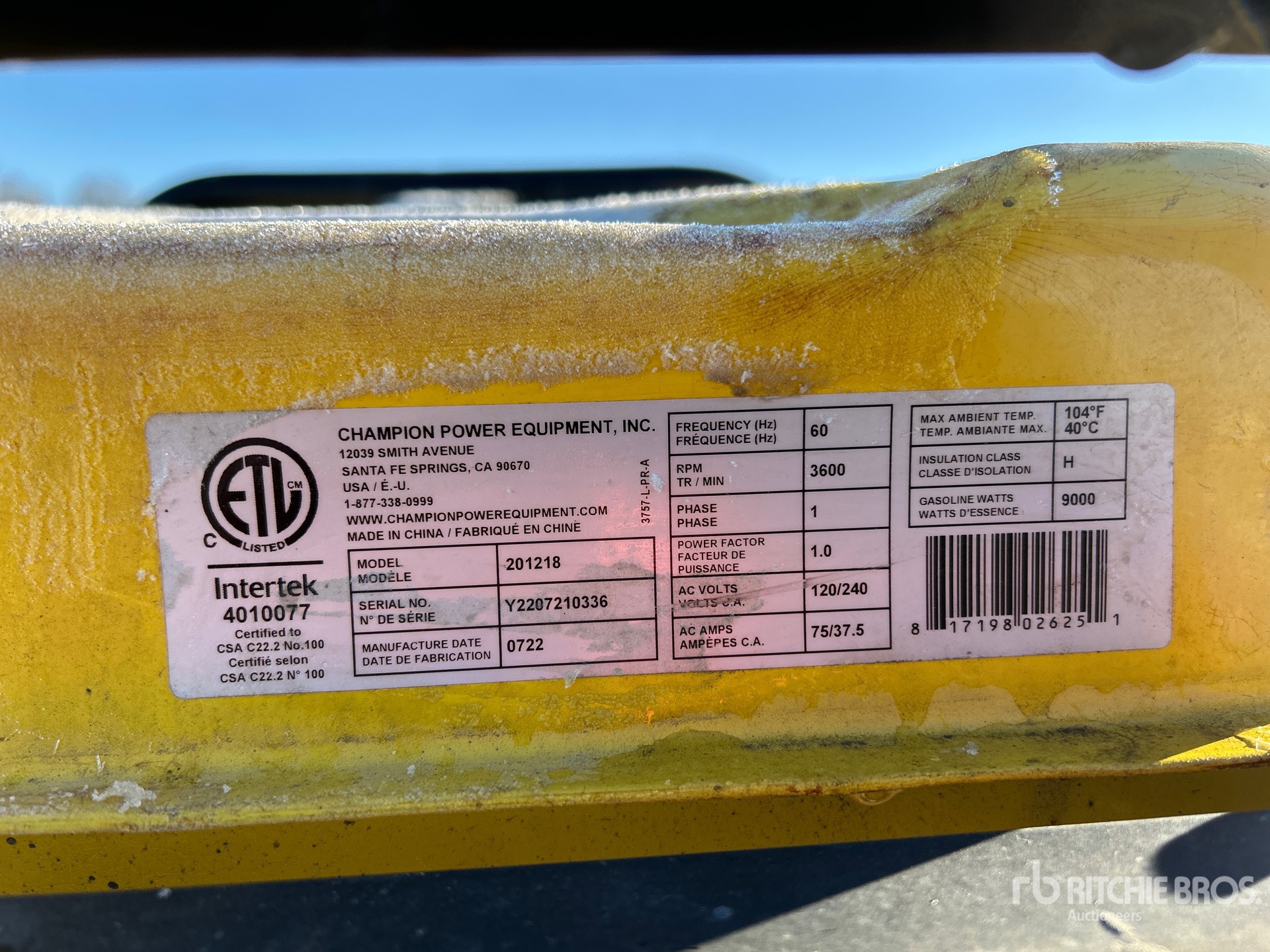 General Appearance with Serial Number / VIN