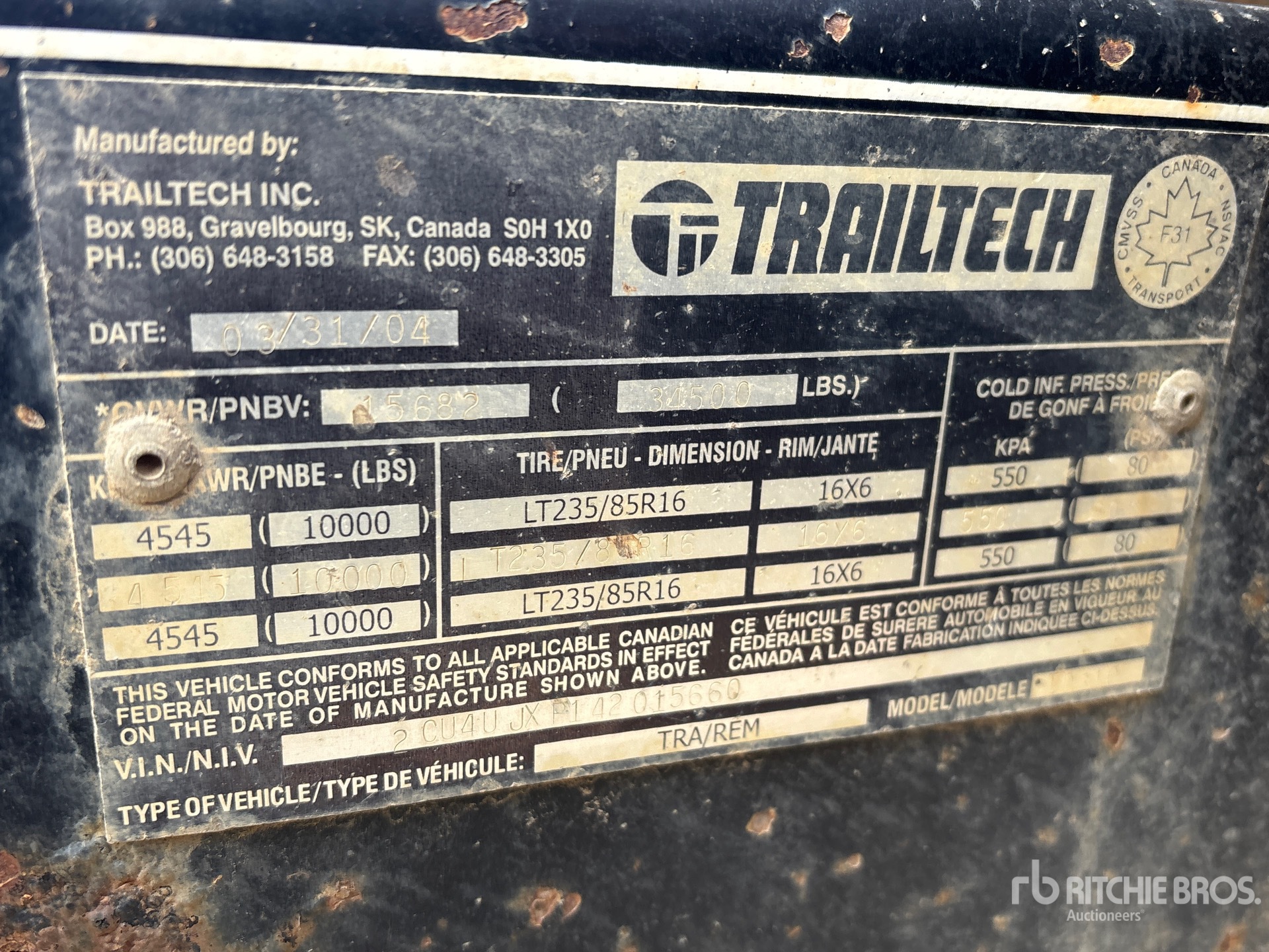 General Appearance with Serial Number / VIN